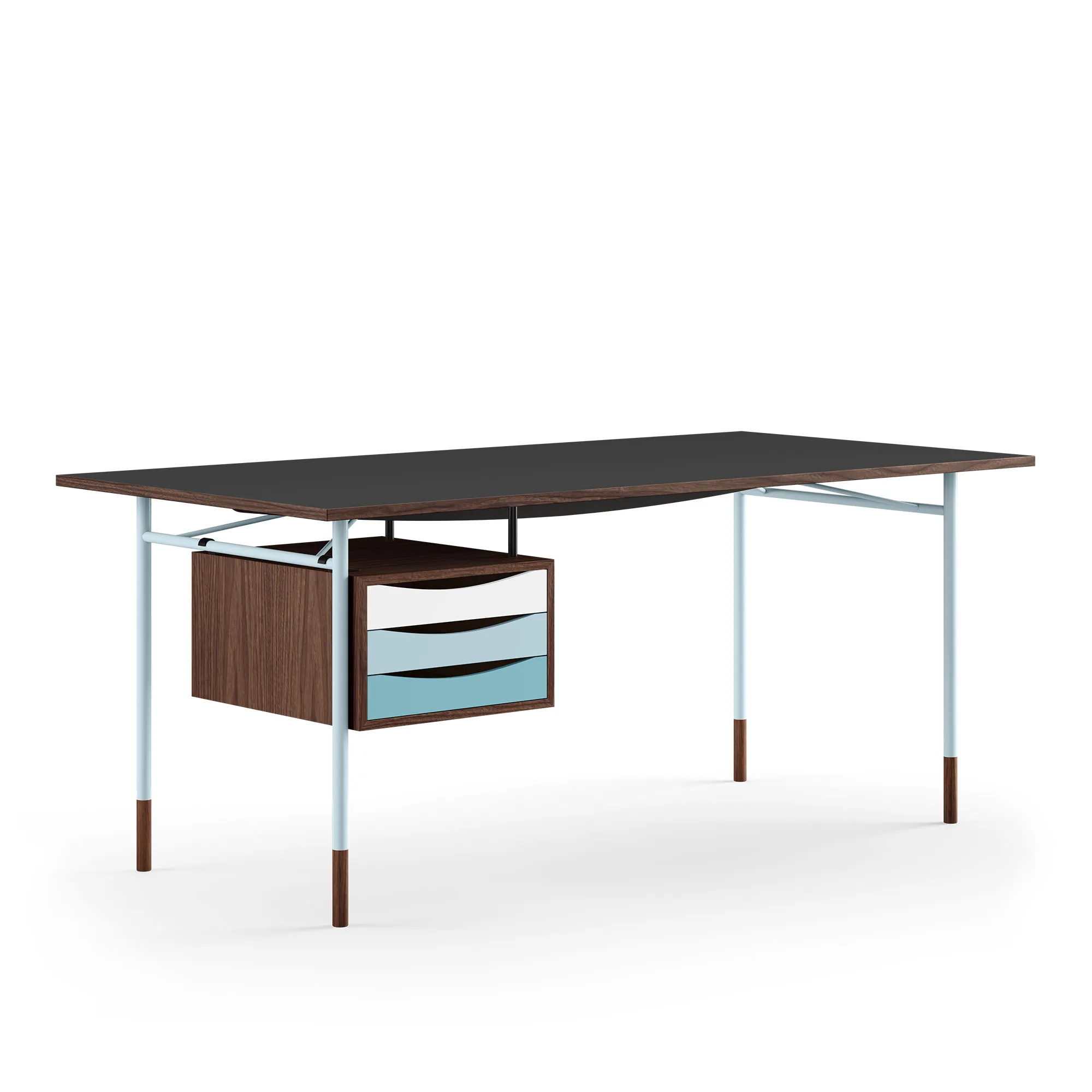Nyhavn skrivbord 190 cm Cold med lådor Light blue