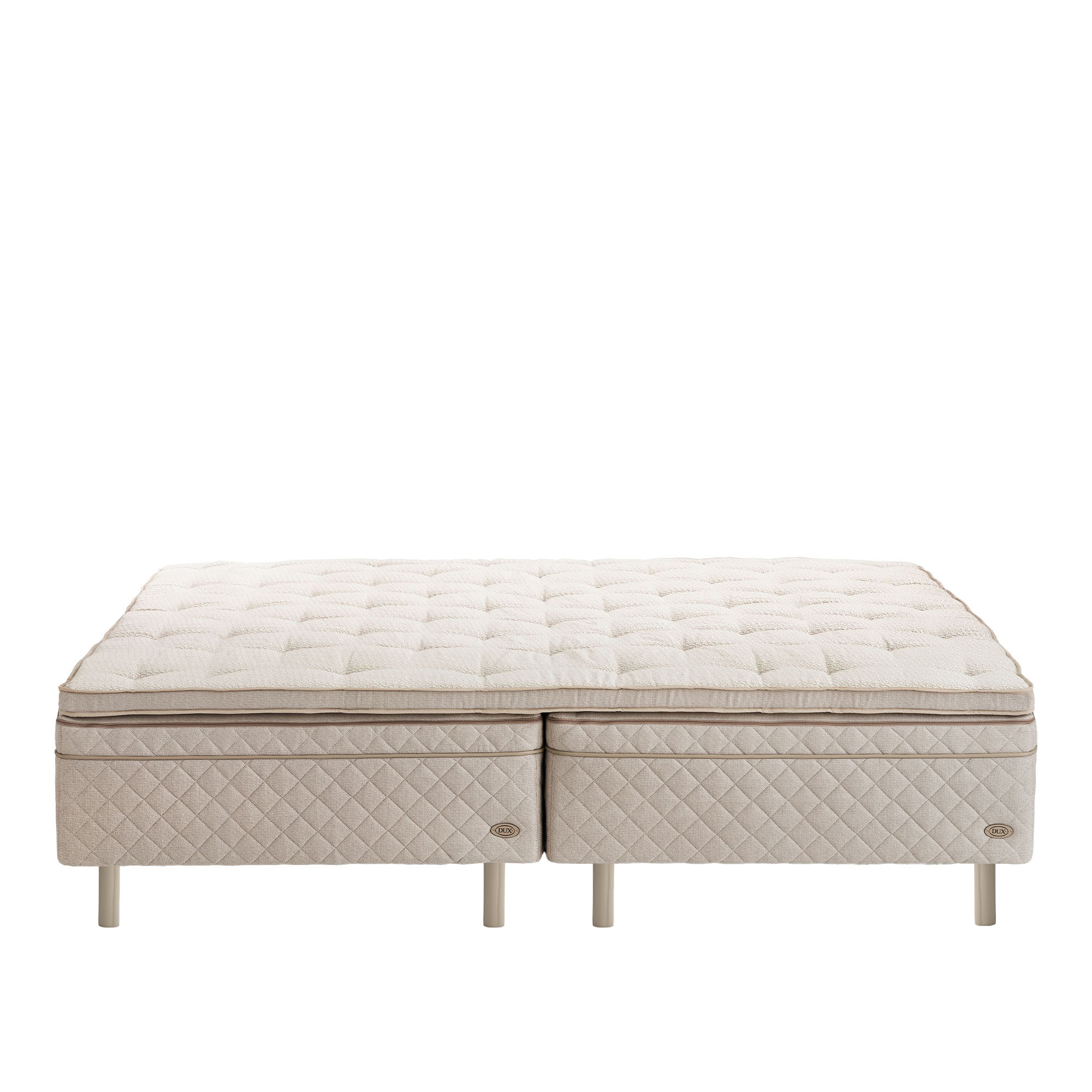 DUX - Dux 30 resårbotten fast 210x200 cm/ Top Pad Bäddmadrass/ Rund läder oatmeal 20 cm - Sängar - Beige | Möbler - Sängar Och Tillbehör - Sängar | Möbelexperten