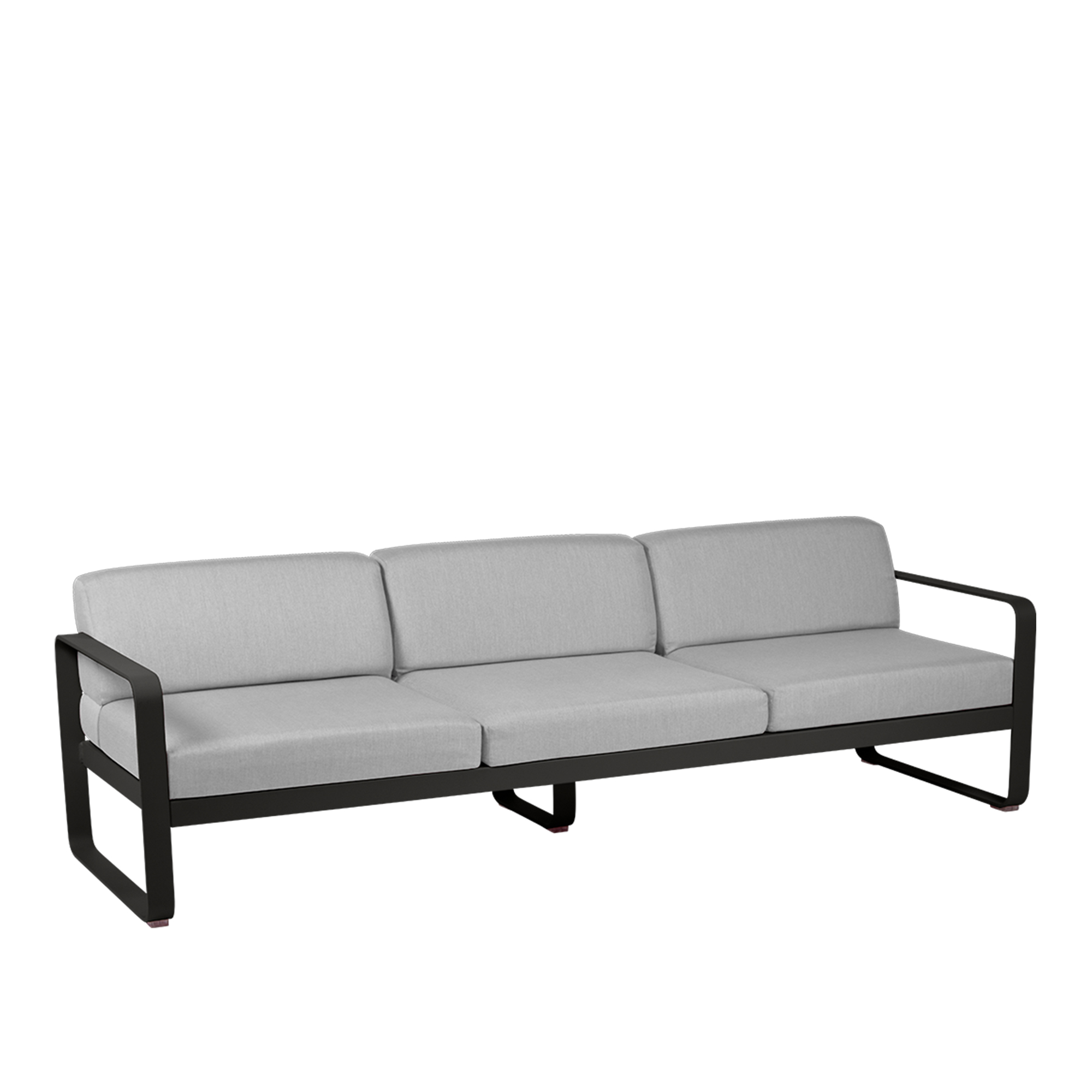 Fermob - Bellevie 3 Seater Sofa Flannel Grey Cushions, Liquorice - Utomhussoffor - Pagnon & Pelhaître