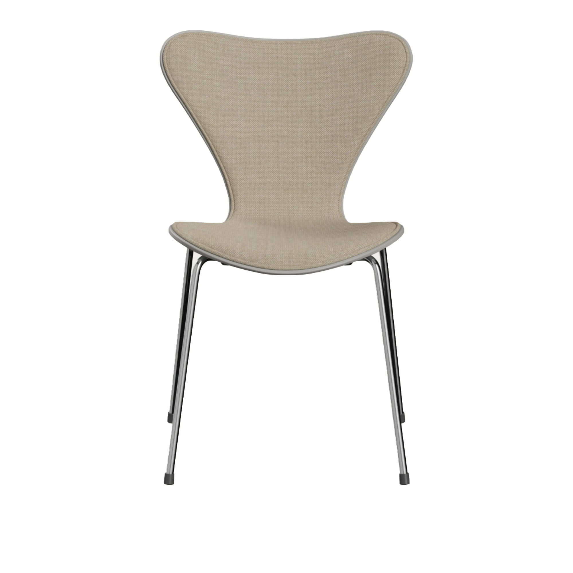 Fritz Hansen - 3107 Sjuan - Framsidesklädd, Nine Grey, Tyg, Hallingdal 200 - Matstolar - designer_arne_jacobsen - Beige - Metall/Trä/Textilmaterial