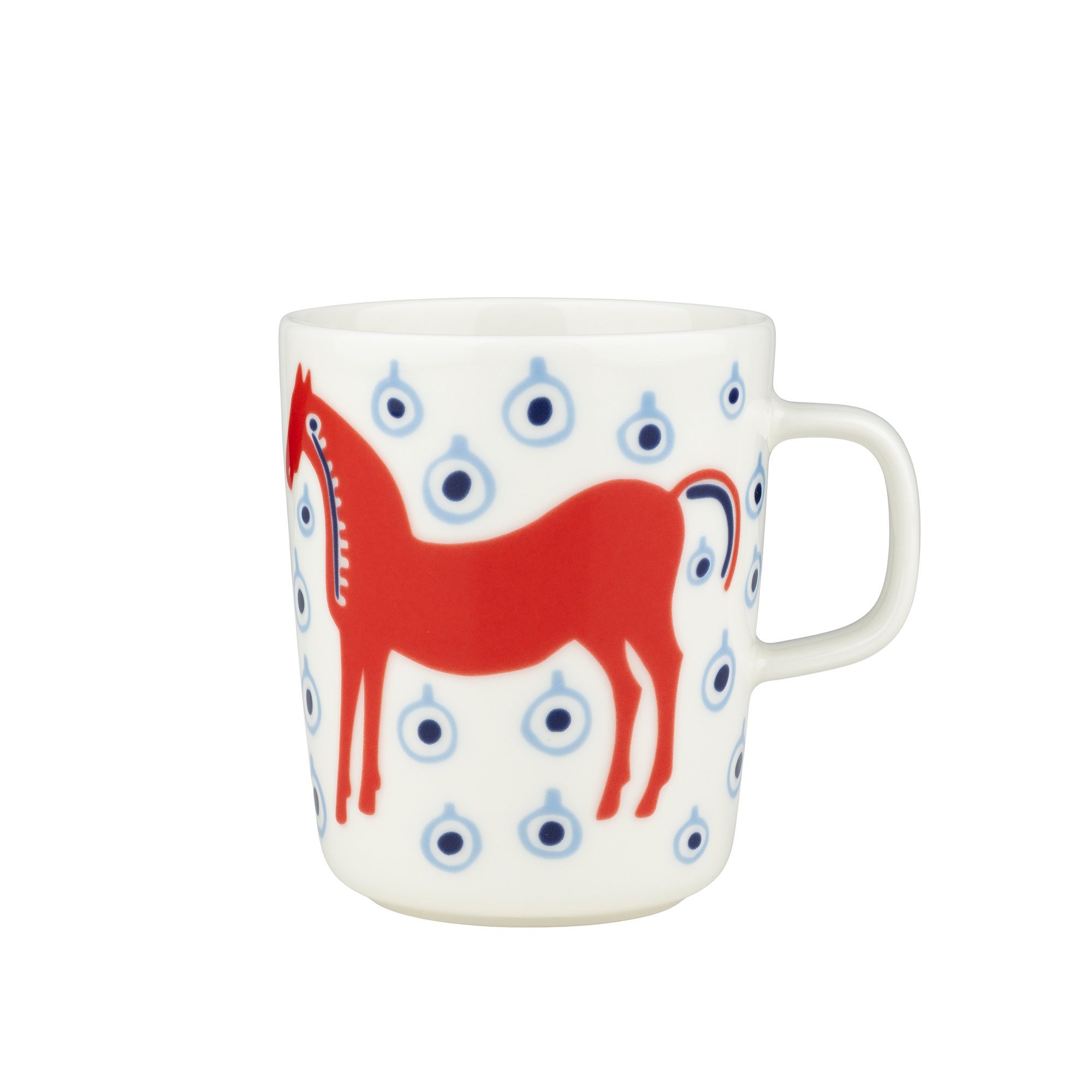 Marimekko - MUSTA TAMMA MUG 2,5DL, off white, orange red, lt.blue - Kaffekoppar - R&ouml;d,Vit,Bl&aring;