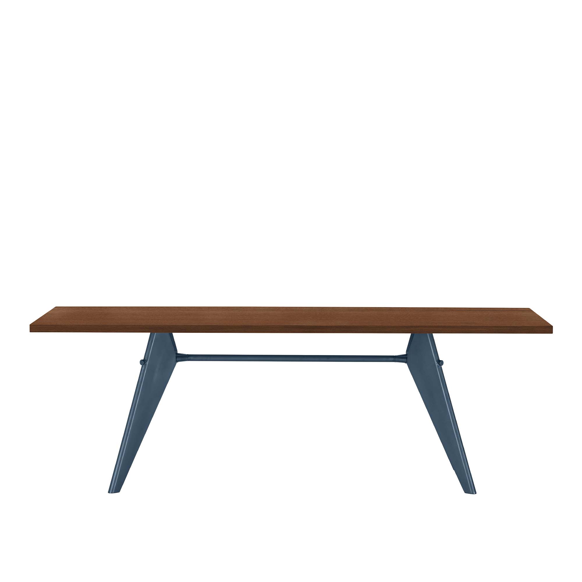 Vitra - EM Table 180, Base Prouvé Bleu Dynastie - Solid American Walnut - Matbord - Jean Prouvé - Brun,Träfärgad,Blå - Metall/Trä