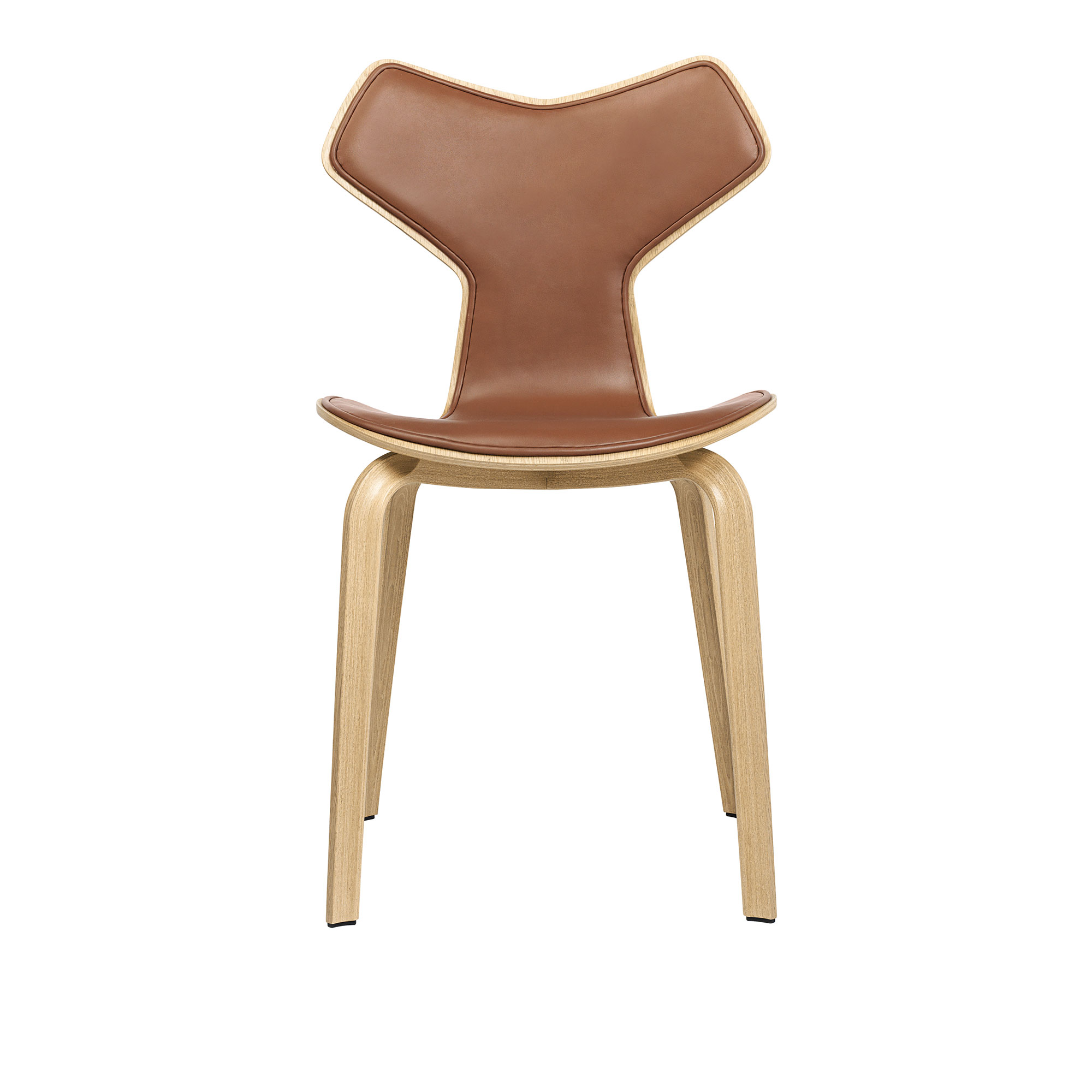 Fritz Hansen - 4130 Grand Prix, Ek, Framsidesklädd, Läder, Elegance Valnöt - designer_arne_jacobsen - Brun - Läder/Metall/Trä