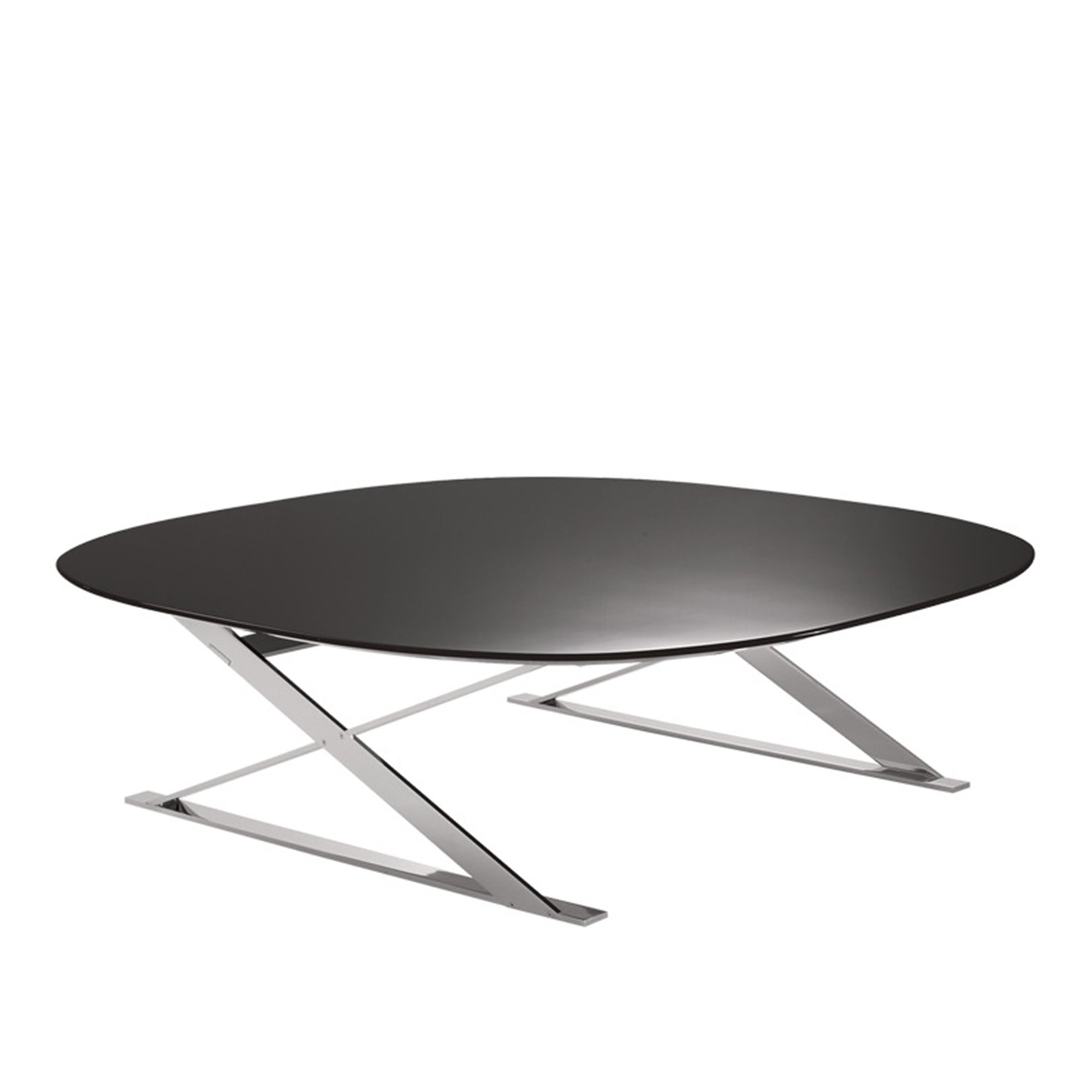 Maxalto - Pathos Square Small bord 135, Bright Chromed, Glossy Anthracite top - Sofabord - Antonio Citterio - Svart - MDF/Metall