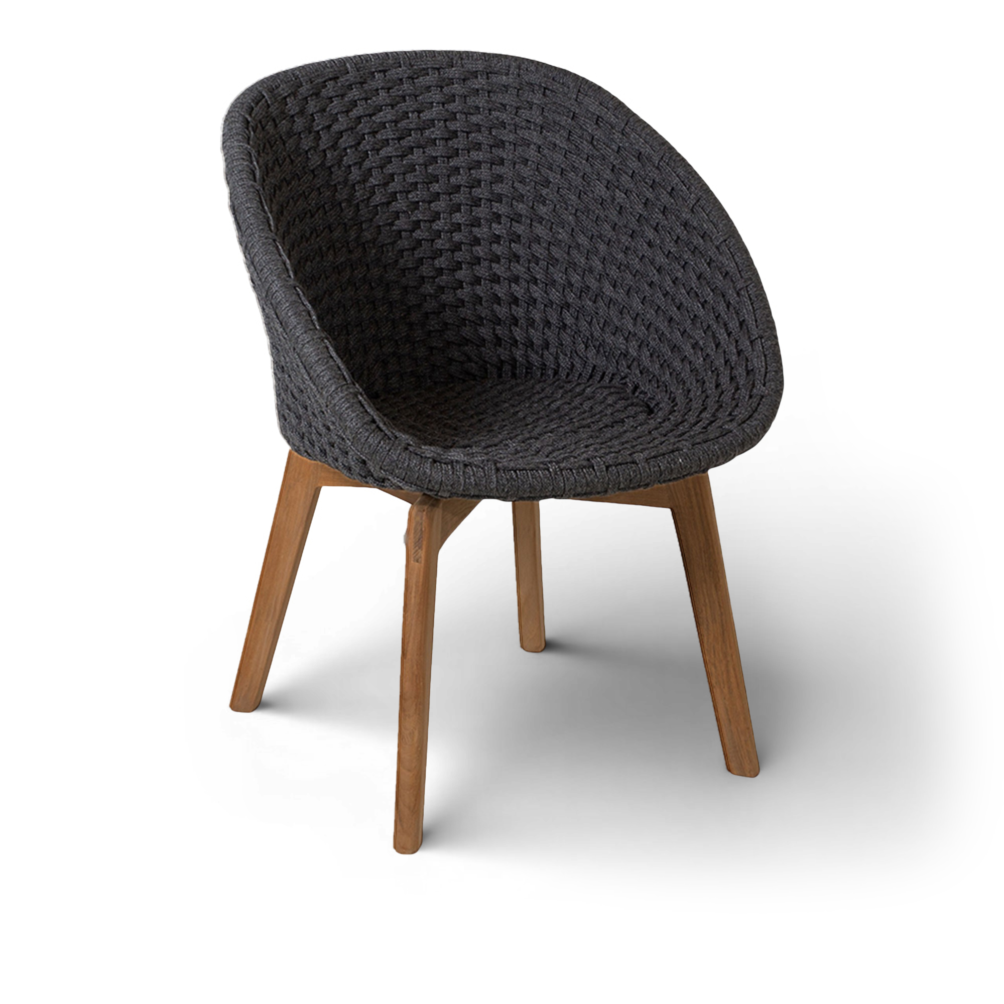 Cane-Line - Peacock Stol Cane-line Soft Rope Dark Grey / Teak - Matstolar utomhus | Utemöbler - Utestolar - Matstolar Utomhus | Möbelexperten