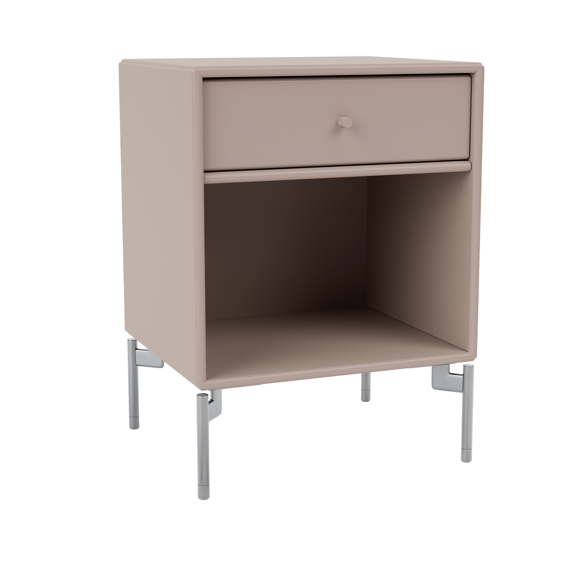 montana - dream nightstand - mushroom / matt chrome legs - sängbord - peter j. lassen - beige - mdf