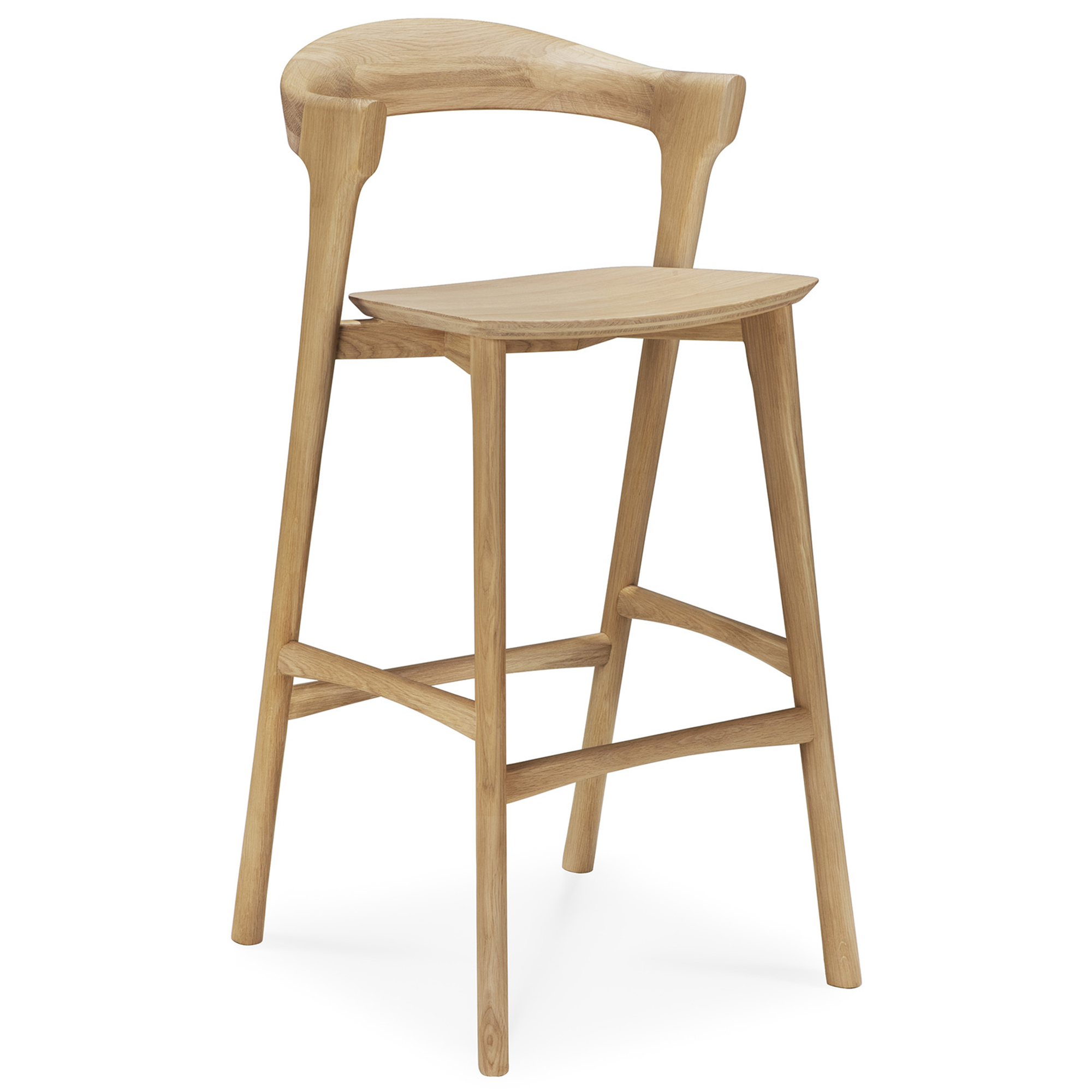 Ethnicraft - Bok Bar Stool - Varnished Oak - Barstolar - Alain Van Havre - Träfärgad - Trä | Möbler - Stolar Och Pallar - Barstolar | Möbelexperten