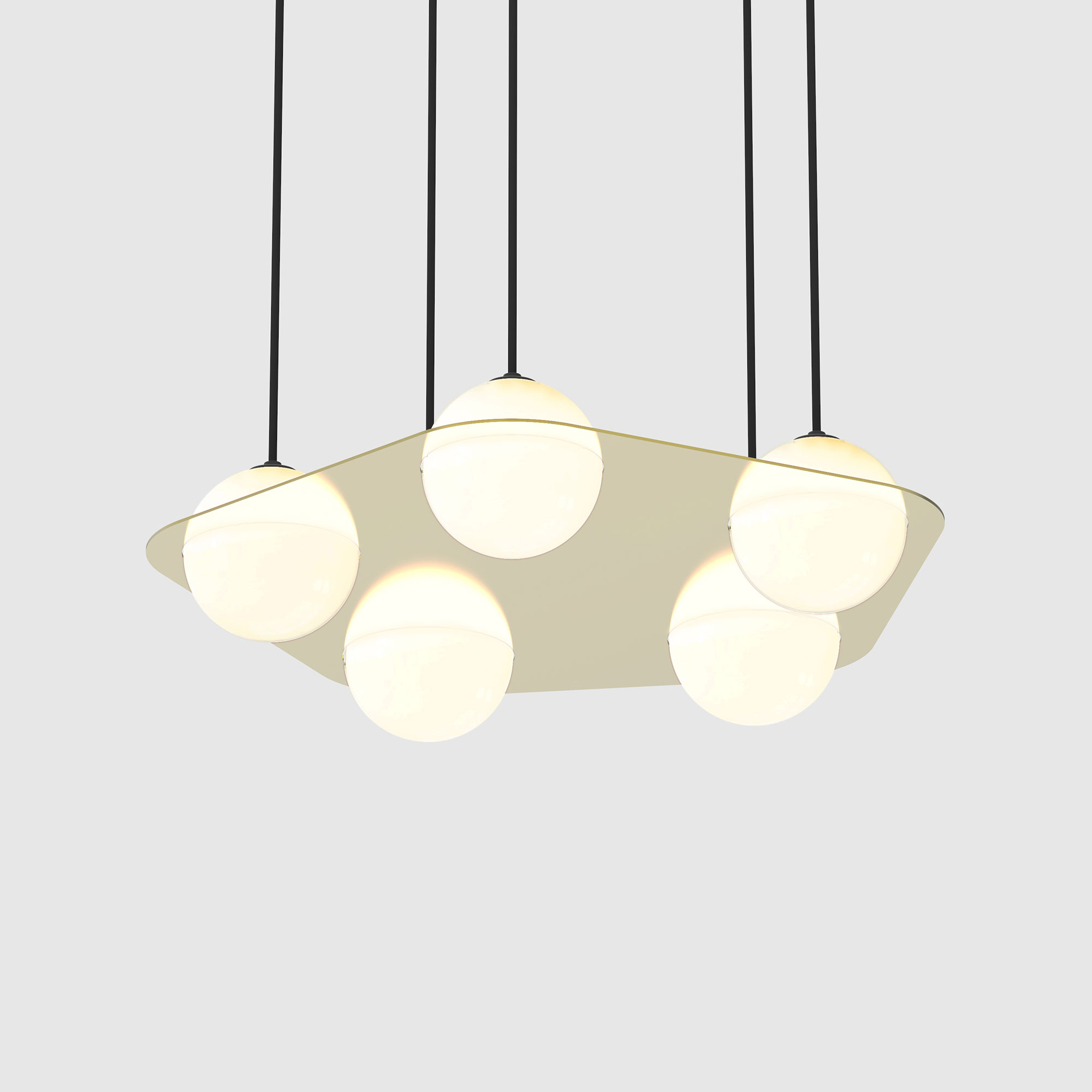 Lambert & Fils - Laurent 04, Parallel, Brass frame, Black wires, Black canopy - Pendellampor - Guld