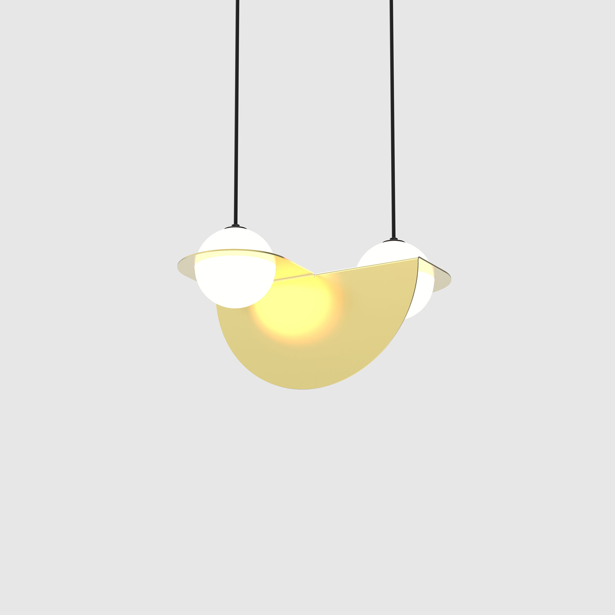 Lambert & Fils - Laurent 01, Angle, Brass frame, Black wires, Black canopy - Pendellampor - Guld