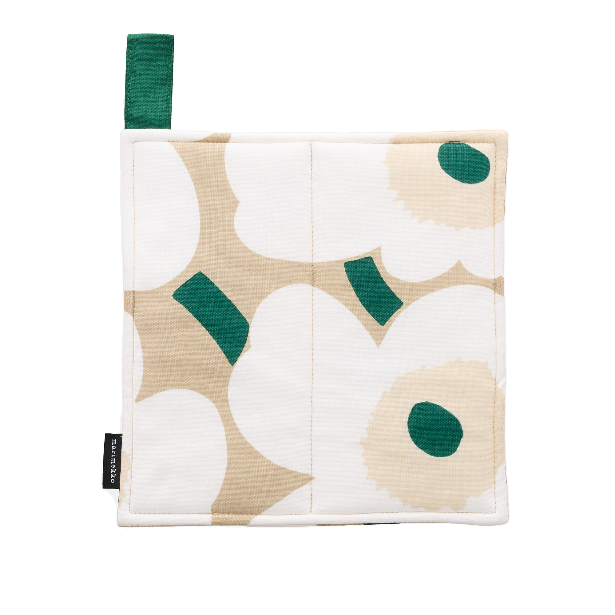 Marimekko - Pieni Unikko Pot Holder sand, white, emerald - Grytlappar och grytvantar | Textilier - Kökstextilier - Grytlappar Och Grytvantar | Möbelexperten