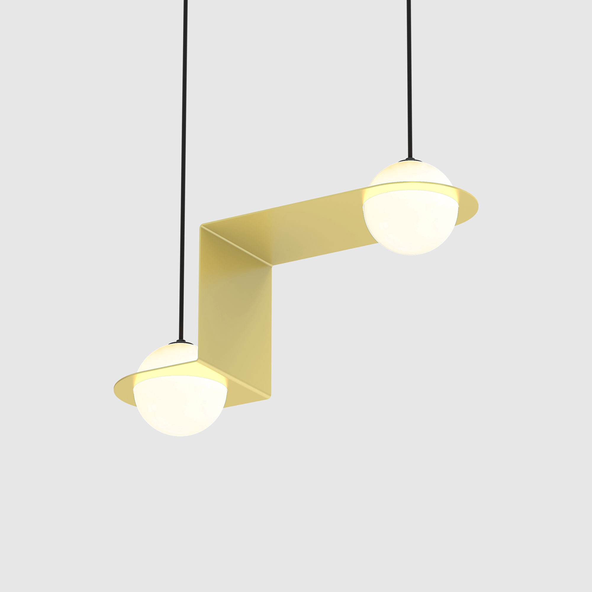 Lambert & Fils - Laurent 06, Angle, Brass frame, Black wires, Black canopy - Pendellampor - Guld