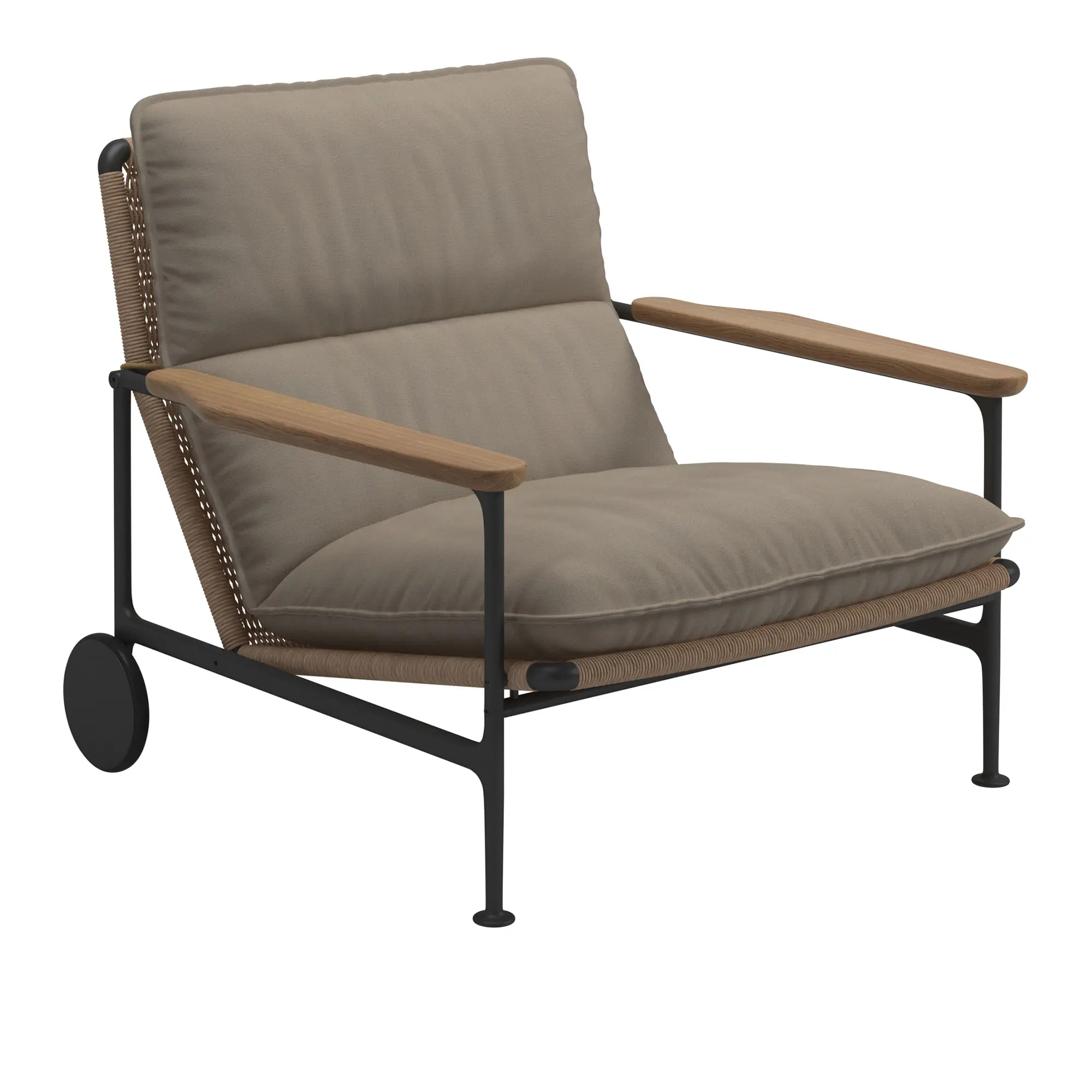 Zenith Lounge Chair with Teak Arms - Meteor