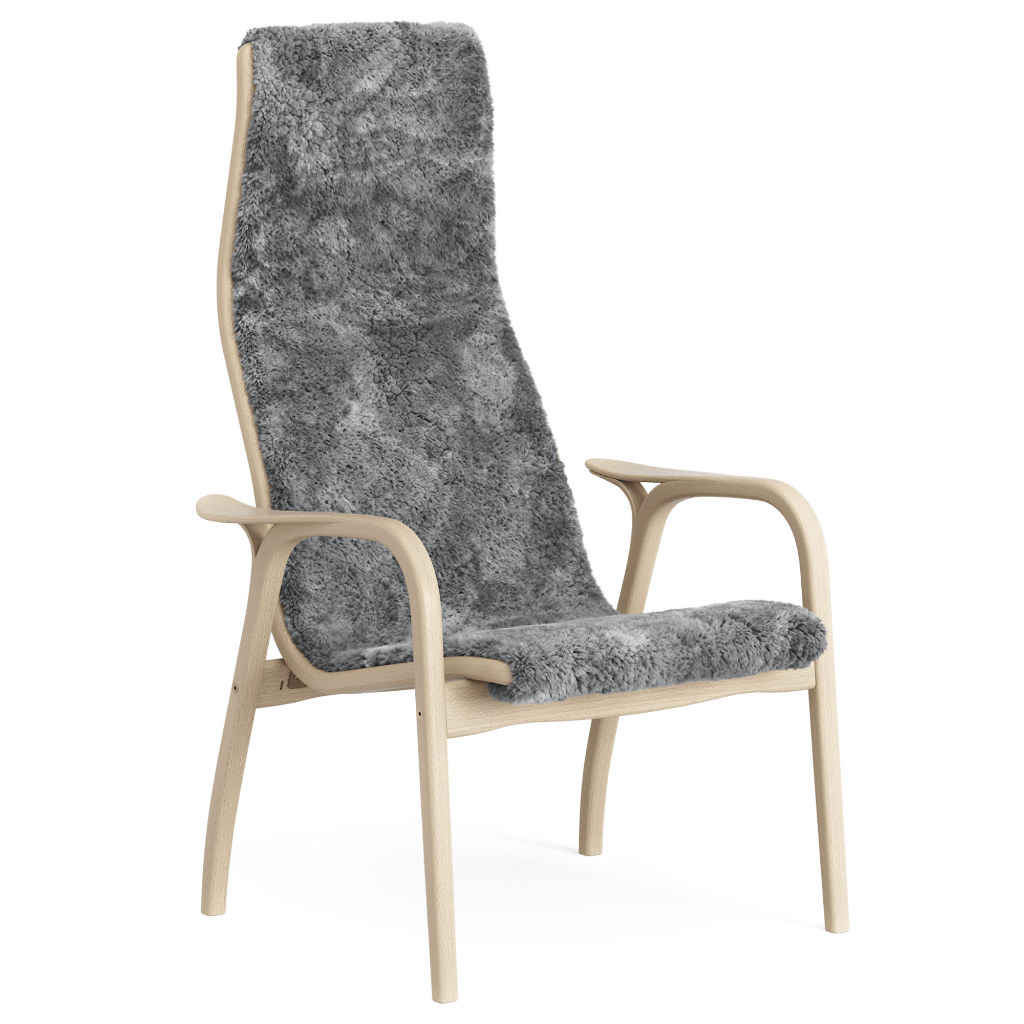 Swedese - Lamino fåtölj naturlackad bok/scandinavian grey - Fåtöljer - Yngve Ekström - Grå - Trä/Ull