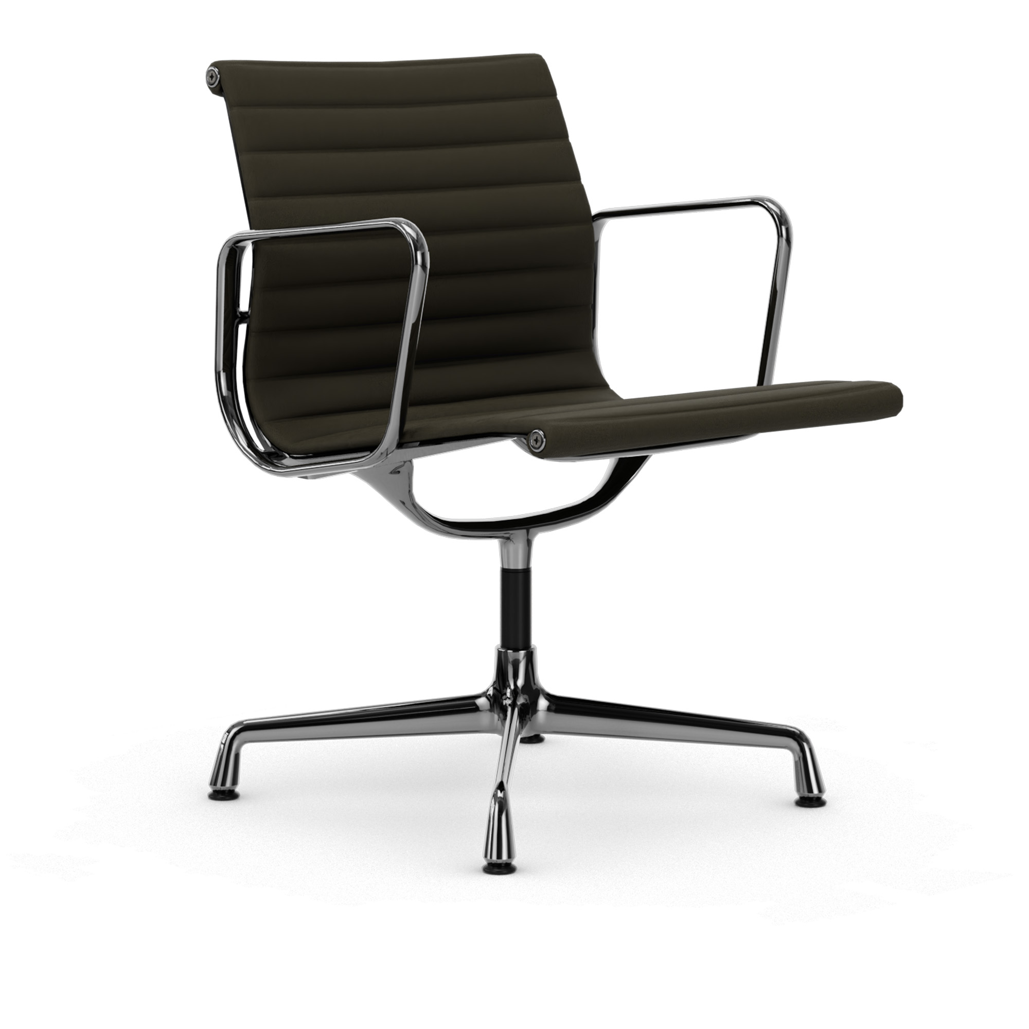 Vitra - EA 108 Polished Aluminium Leather Premium Khaki 58 - Kontorsstolar - Charles & Ray Eames - Läder/Metall | Möbler - Stolar Och Pallar - Kontorsstolar | Möbelexperten