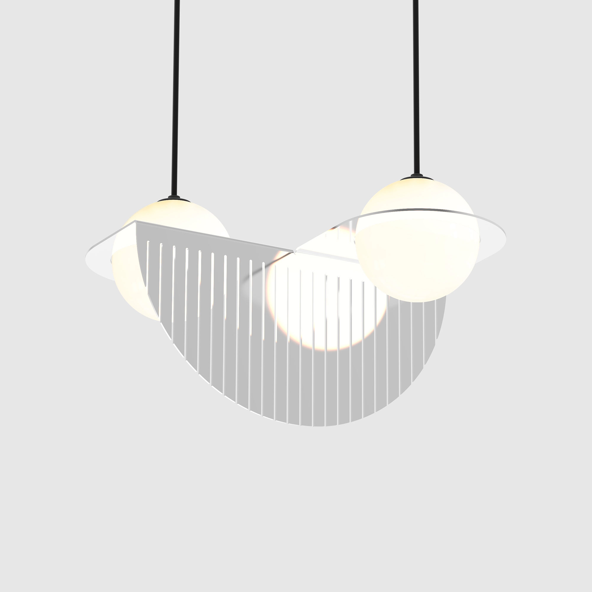 Lambert & Fils - Laurent 09, Angle, Chrome frame, Black wires, Black canopy - Pendellampor - Silver