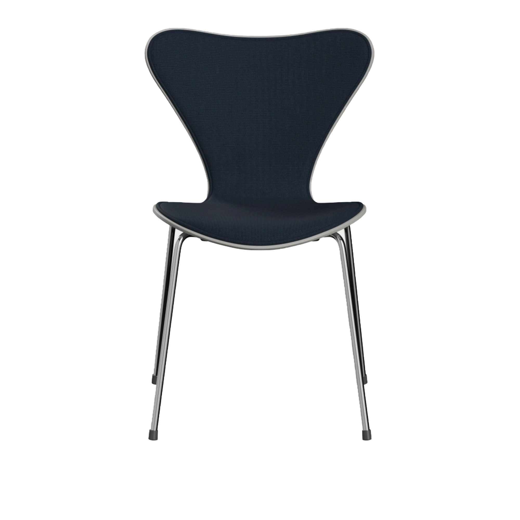 Fritz Hansen - 3107 Sjuan - Framsidesklädd, Nine Grey, Tyg, Fame 60017 - Matstolar - designer_arne_jacobsen - Blå - Metall/Trä/Textilmaterial