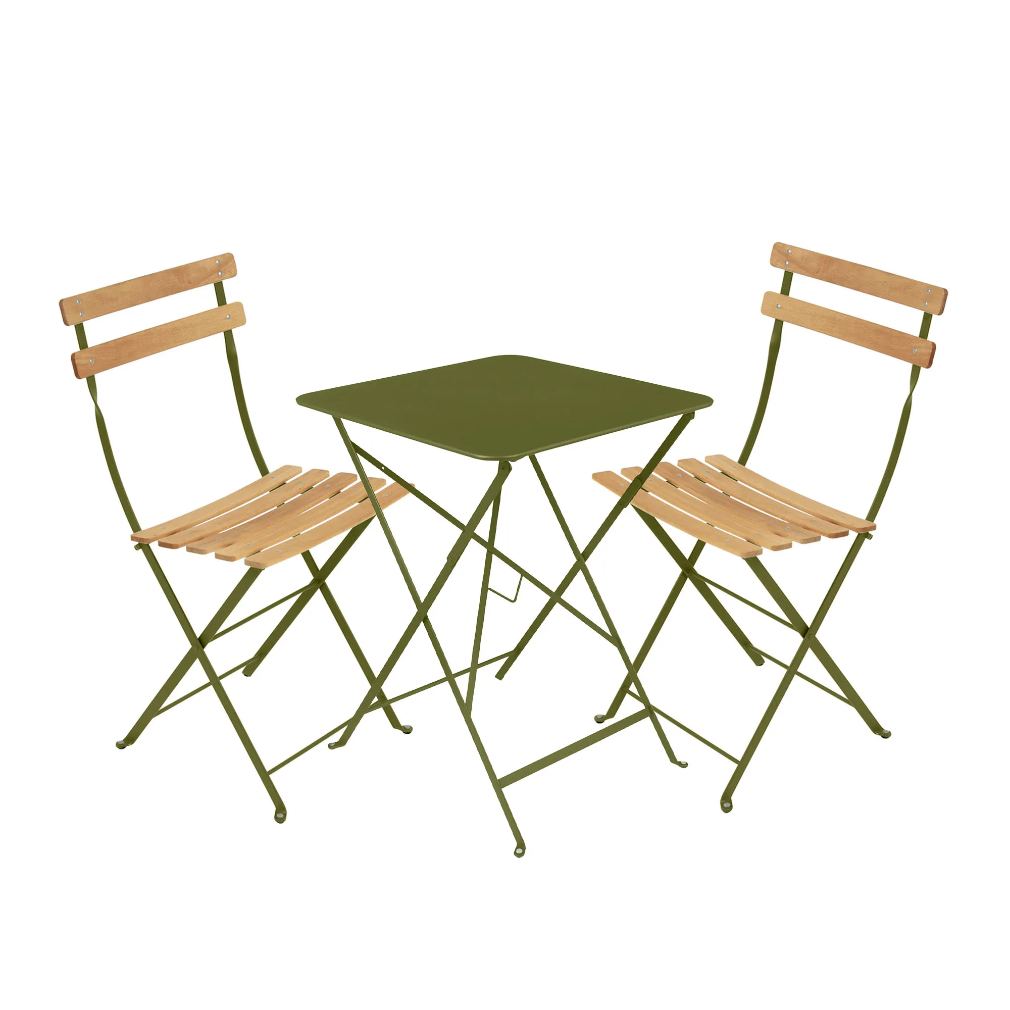 Bistro matgrupp bord 57cm & 2 trä stolar