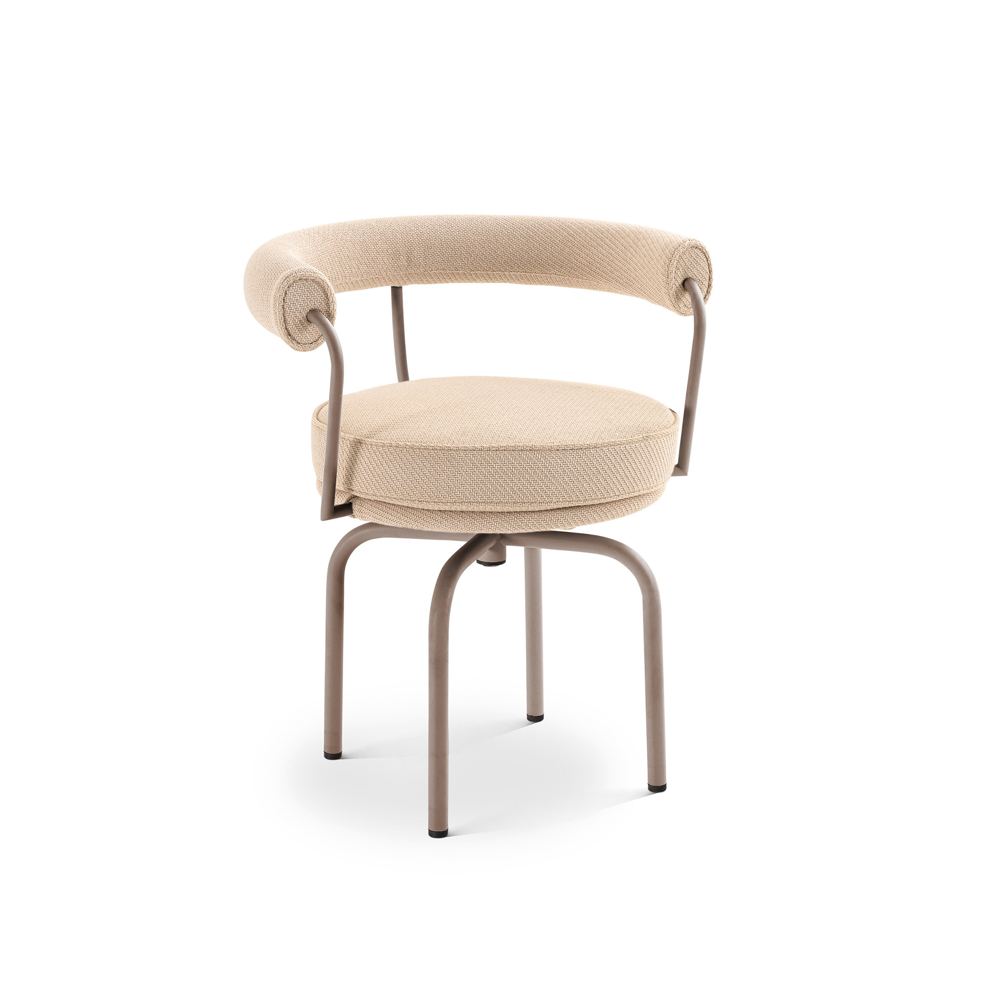 Cassina - LC7 Outdoor Swivel Chair - Bianco/Textured Mud - Matstolar utomhus - designer_charlotte_perriand,designer_le_corbusier,designer_pierre_jeanneret - Vit - Metall/Textilmaterial/Syntetiskt