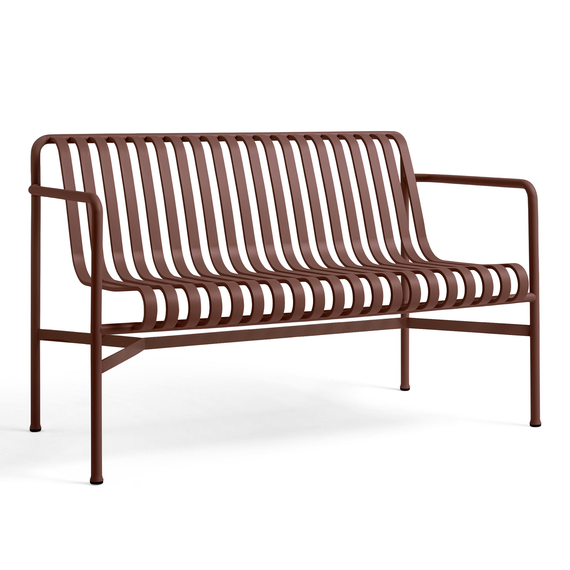 HAY - Palissade Dining Bench Armrest - Iron Red - Trädgårdsbänkar - Ronan & Erwan Bouroullec - Röd - Metall