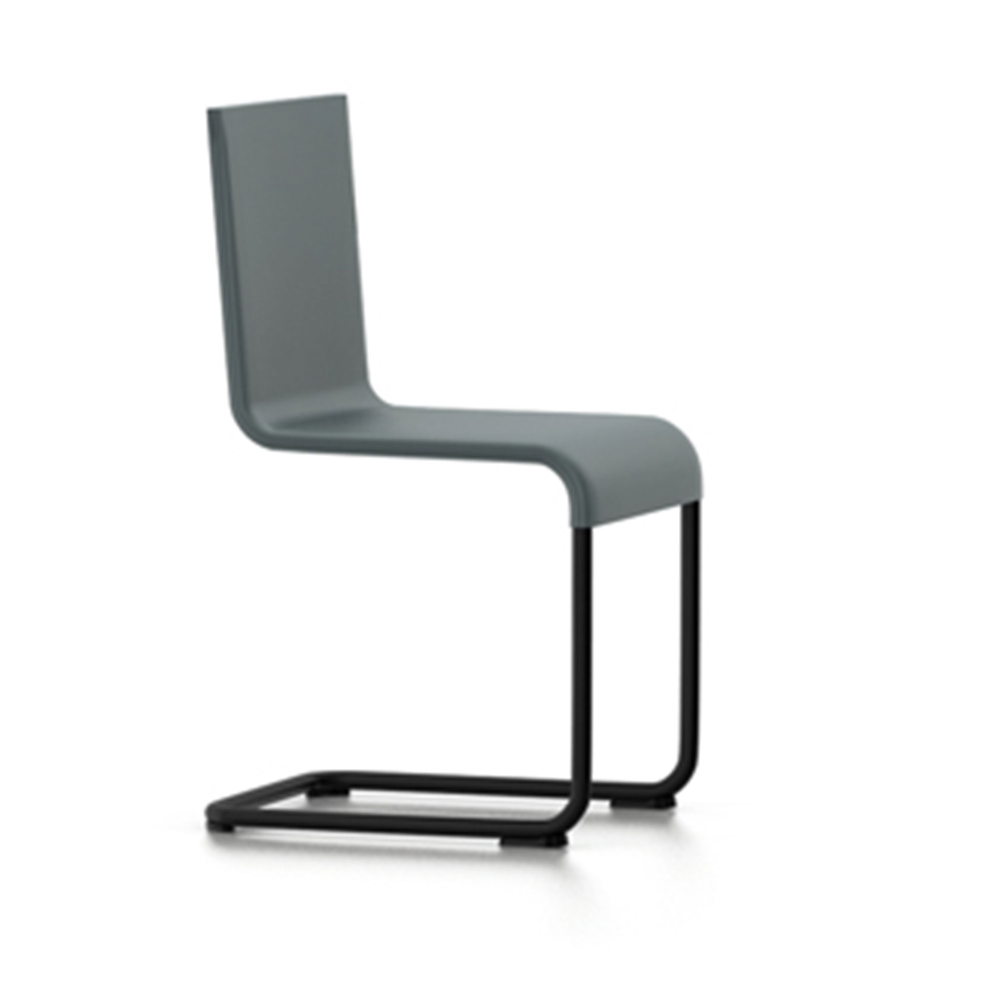 Vitra - .05 Chair, Non Stacking, Dark Grey Shell, Powder-coated Black Base, Felt Glides for Hard Floor - Matstolar utomhus - Maarten Van Severen - Grå - Metall/Skum