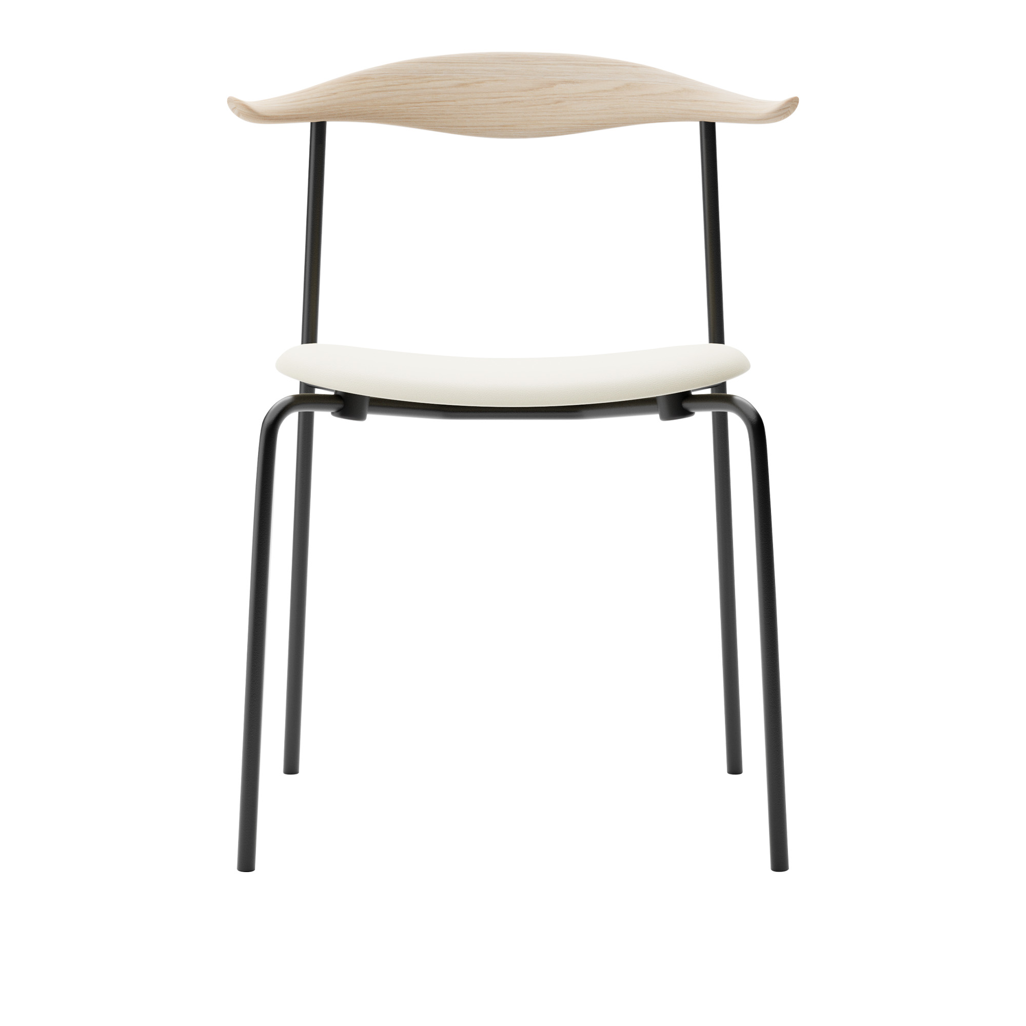 Carl Hansen - CH88P - Svart stål, Ek, Tvålad, Lädergrupp B Thor - 300 - Matstolar - Hans J. Wegner - Vit - Läder/Trä