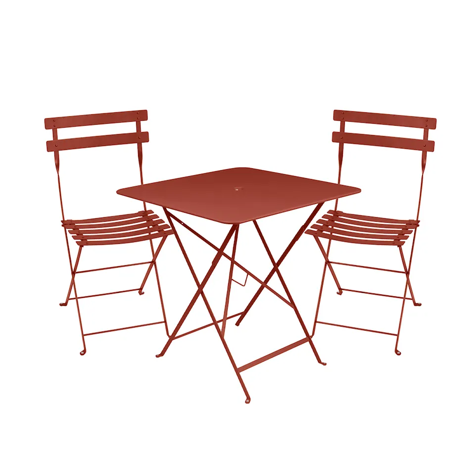 Bistro matgrupp bord 71cm & 2 metall stolar