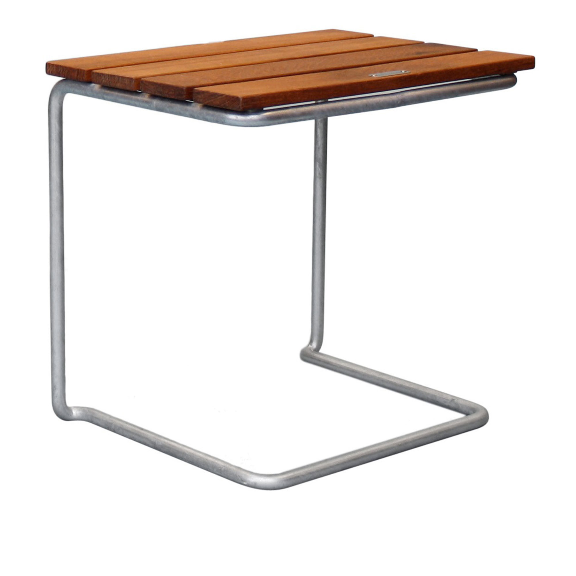 Grythyttan Stålmöbler - A3 Pall - Obehandlad Teak / Varmförzinkat Stativ - Utomhuspallar och puffar - Jan-Olof Ågren,Maria Håård - Vit | Utemöbler - Utestolar - Utomhuspallar Och Puffar | Möbelexperten