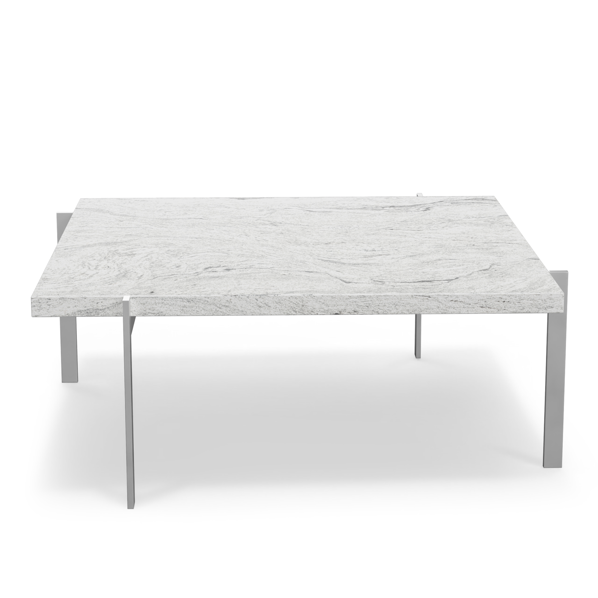 Fritz Hansen - PK61, Rolled granite, grey-white, satin brushed stainless steel base - Soffbord - Poul Kjærholm - Grå - Metall/Sten | Möbler - Bord - Soffbord | Möbelexperten