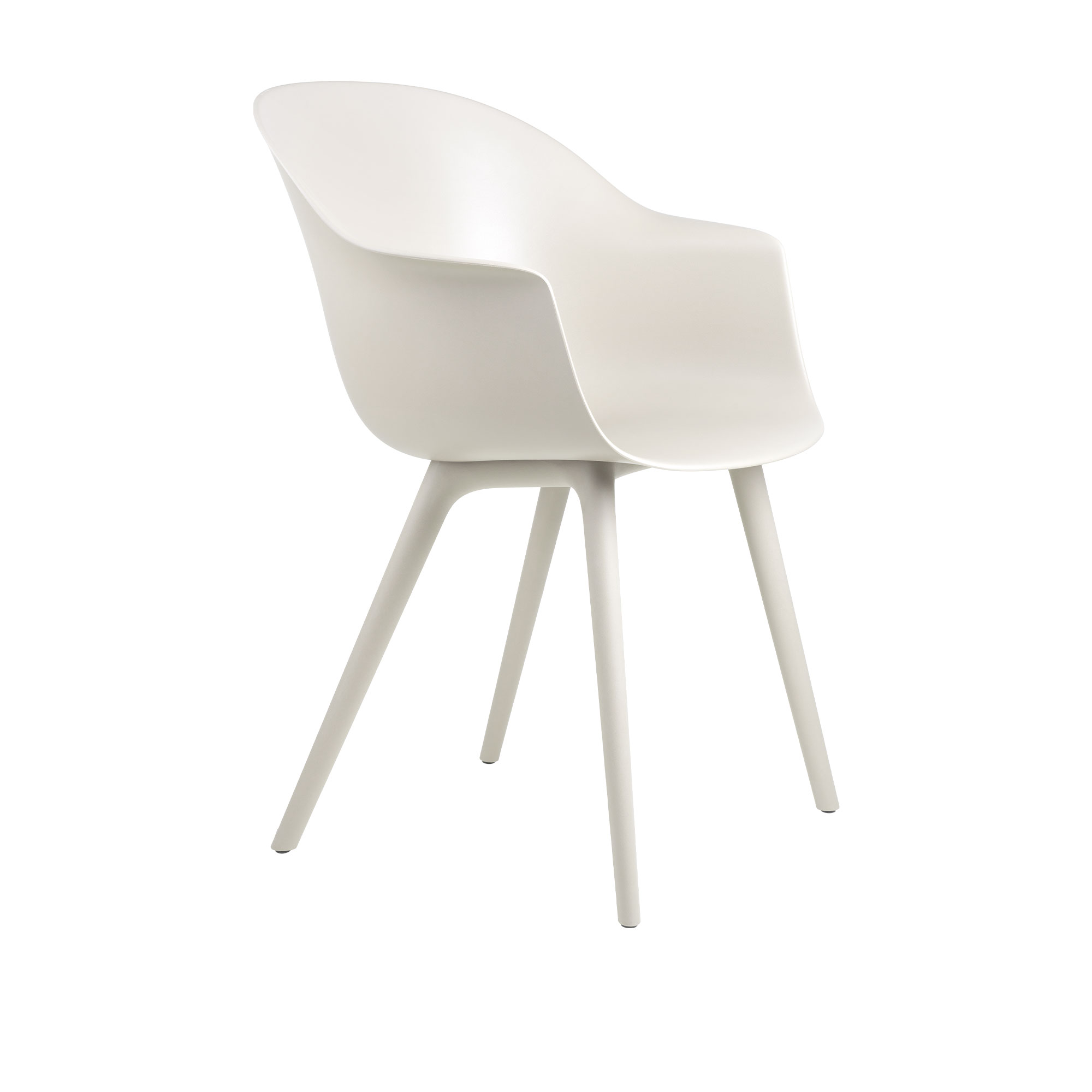 Gubi - Bat Dining Chair, Un-upholstered, Plastic Base Alabaster White,Alabaster White Shell - Matstolar - GamFratesi - Vit - Plast