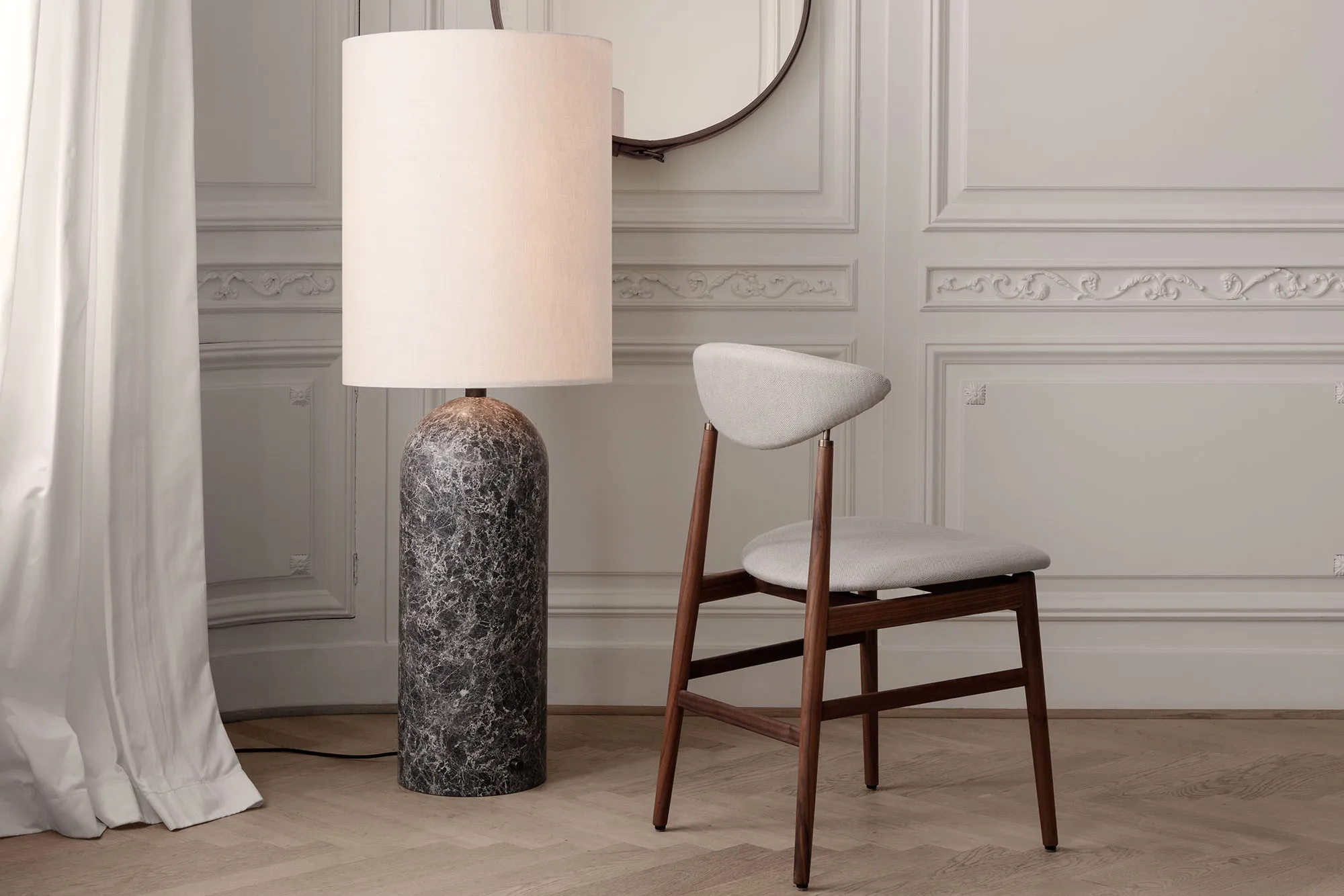 Gravity golvlampa XL High grå marmor