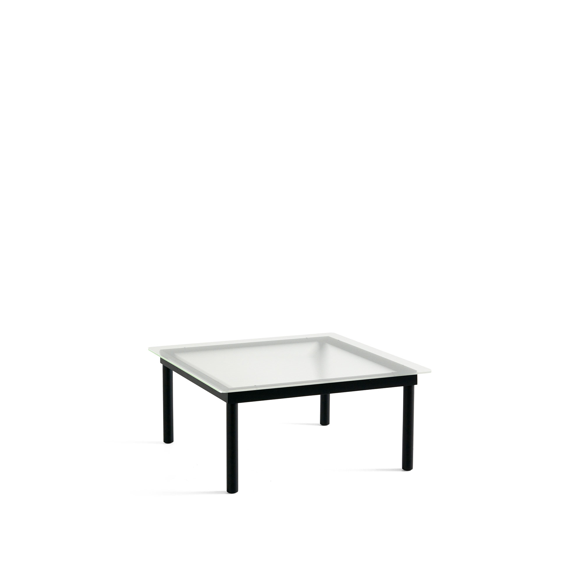 HAY - Kofi Black Water-Based Lacquered Oak Frame W. Clear Reeded Glass Tabletop 80X80 - Soffbord - Martin Solem