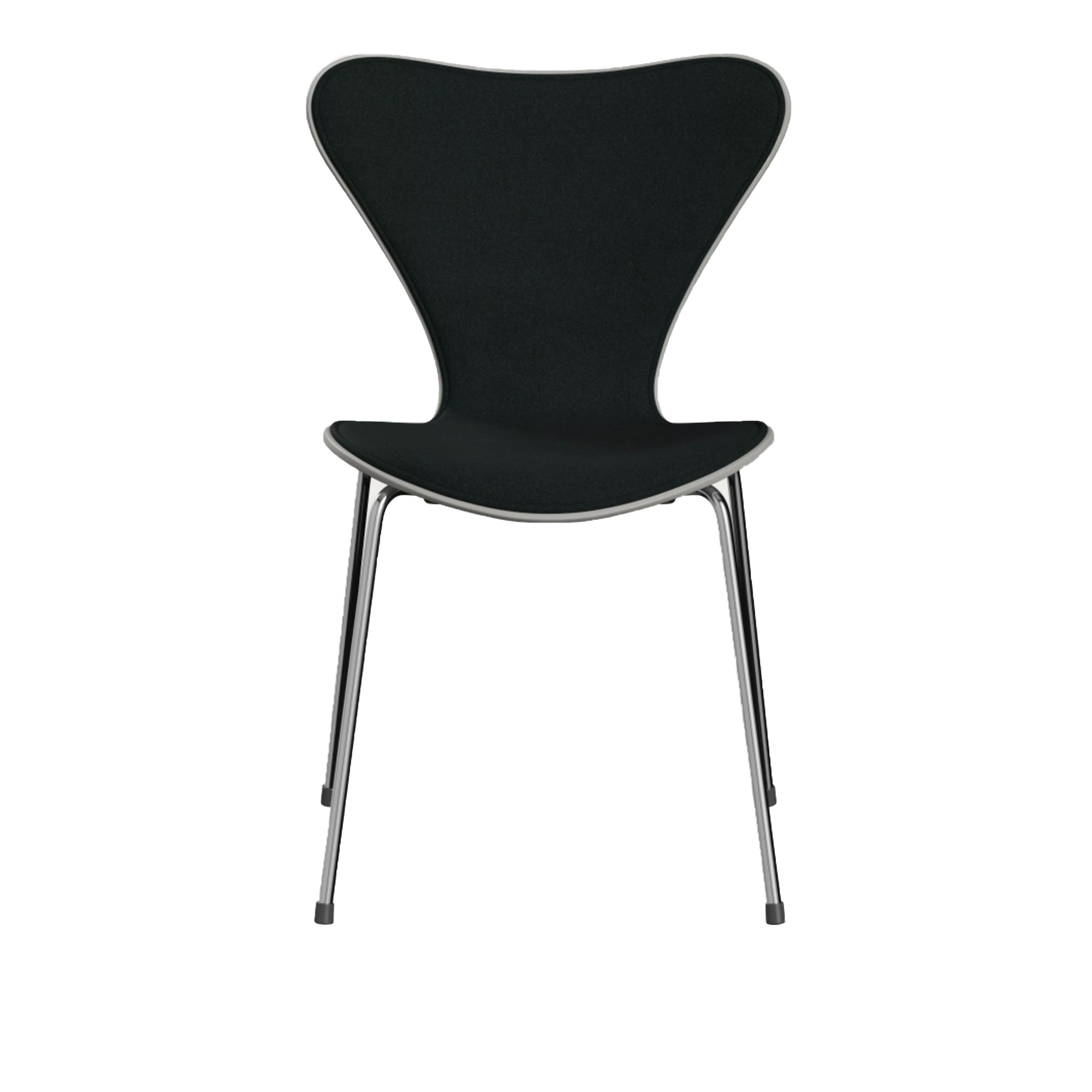 Fritz Hansen - 3107 Sjuan - Framsidesklädd, Nine Grey, Tyg, Tonus 128 - Matstolar - designer_arne_jacobsen - Svart - Metall/Trä/Textilmaterial