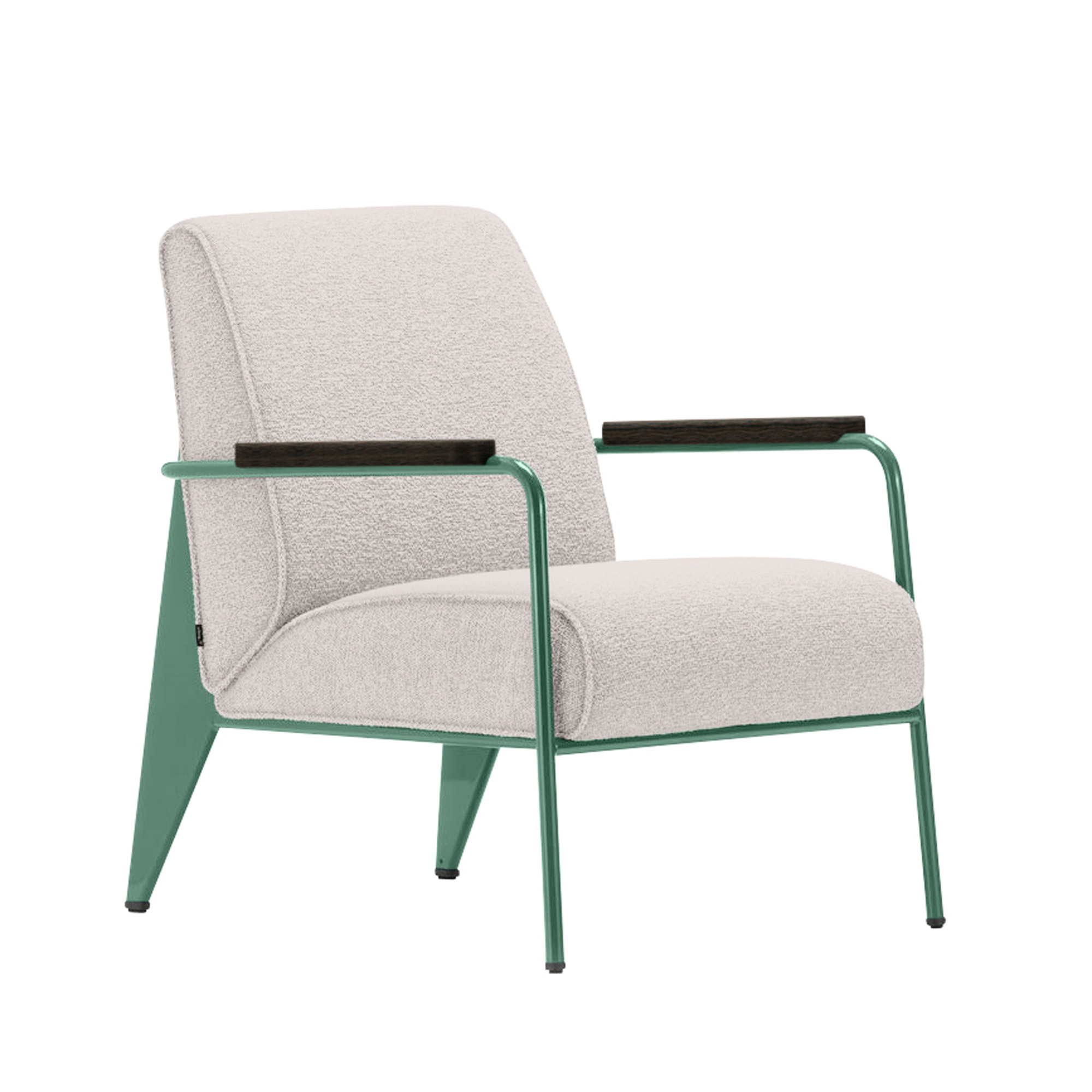 Vitra - Fauteuil de Salon, Prouvé Blé Vert, Dark Oak,  Fabric Cat. F100 Nubia Col. 01 Ivory/Perle - Fåtöljer - Jean Prouvé - Vit - Metall/Trä/Skum