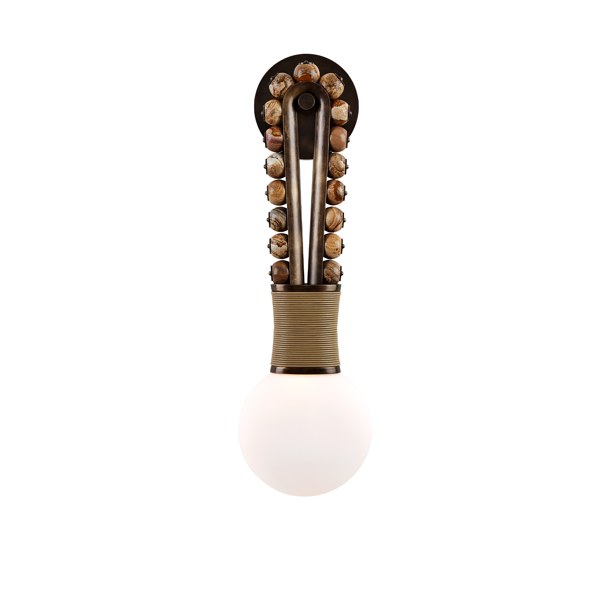 Apparatus - Talisman : Loop Sconce - Oil-Rubbed Bronze/Desert Jasper/Tan Leather - Vägglampor
