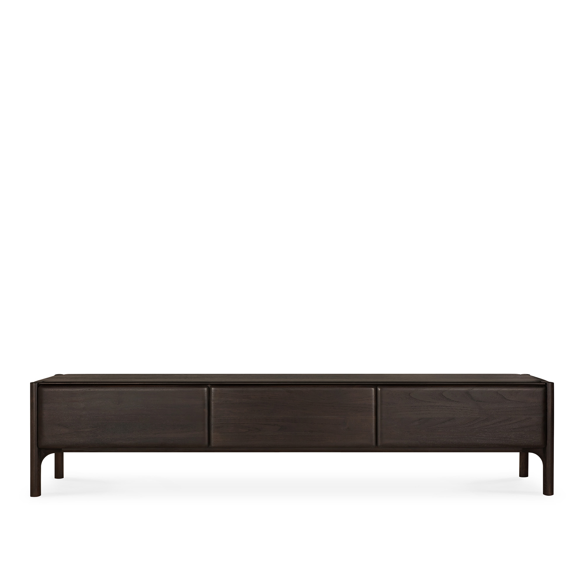 Ethnicraft - PI TV cupboard - varnished teak - dark brown - 1 flip-down door - 2 drawers - TV-bänkar - Alain Van Havre - Brun - Trä