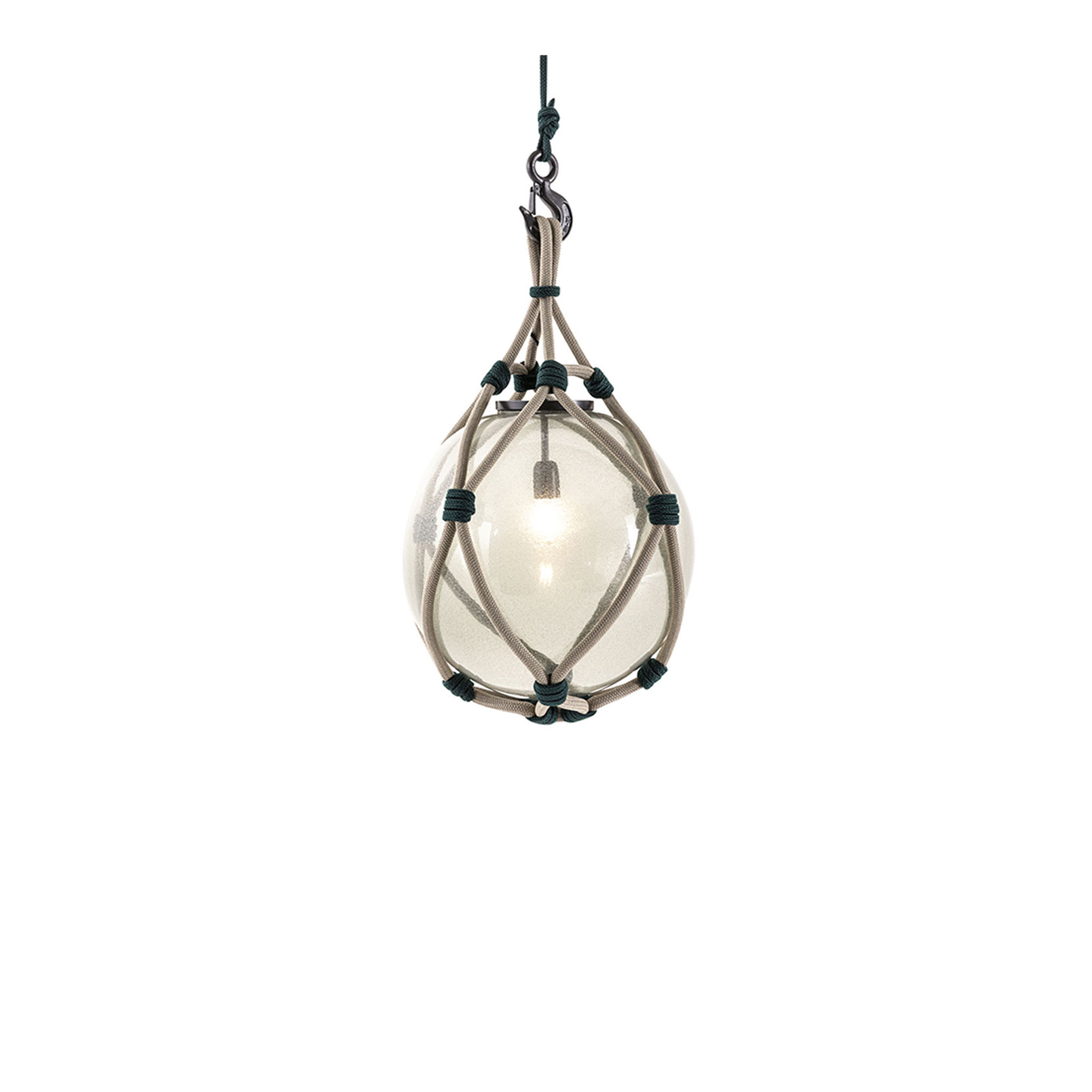 Cassina - 094 Bollicosa Nautilus Pendant Lamp Ø50 cm Outdoor, Neutral Rope/Green Knots Fumé Glass, Outdoor - Taklampor utomhus - Transparent