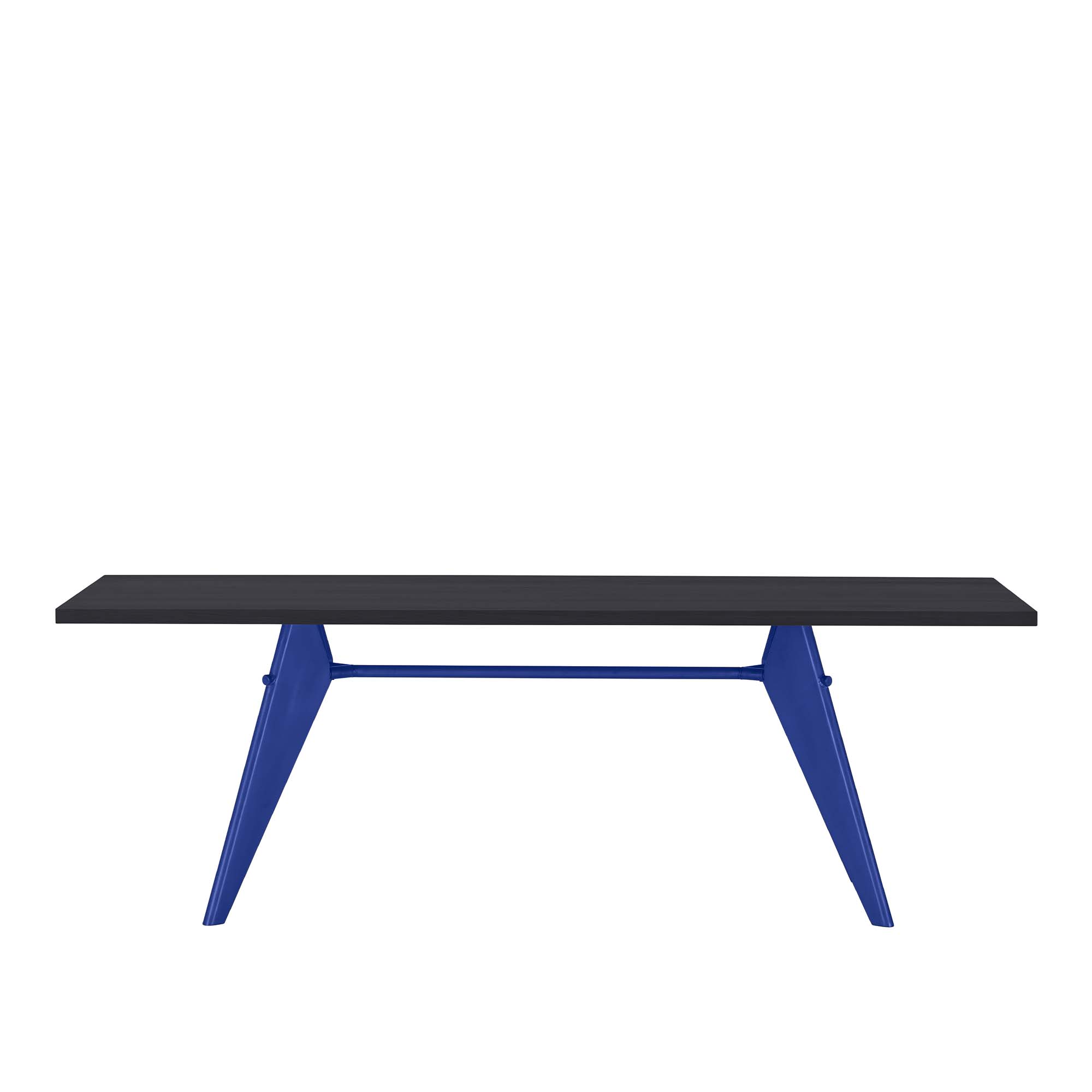 Vitra - EM Table 180, Base Prouvé Bleu Marcoule - Laminate, Asphalt - Matbord - Jean Prouvé - Grå,Svart,Blå - Metall/Trä