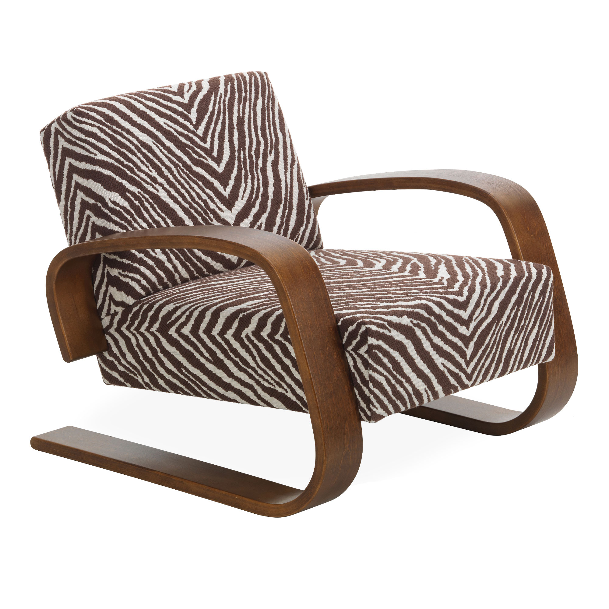 Artek - Tank 400 fåtölj valnötsbetsad björk / brun zebra - Fåtöljer - Alvar Aalto - Brun - Trä