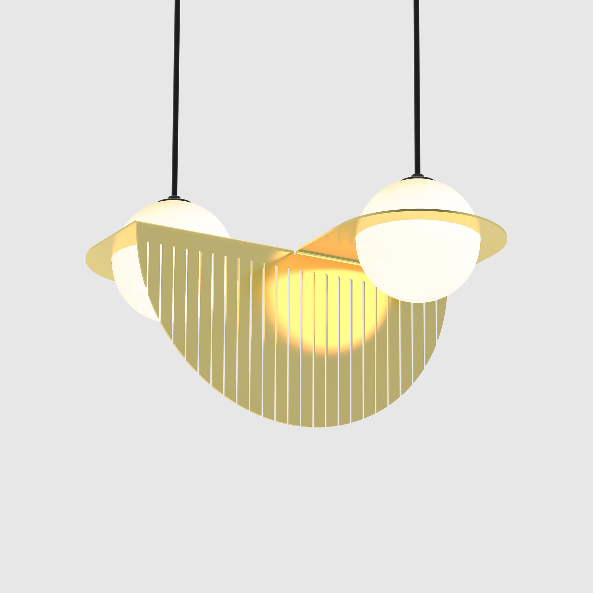 Lambert & Fils - Laurent 09, Angle, Brass frame, Black wires, Black canopy - Pendellampor - Guld