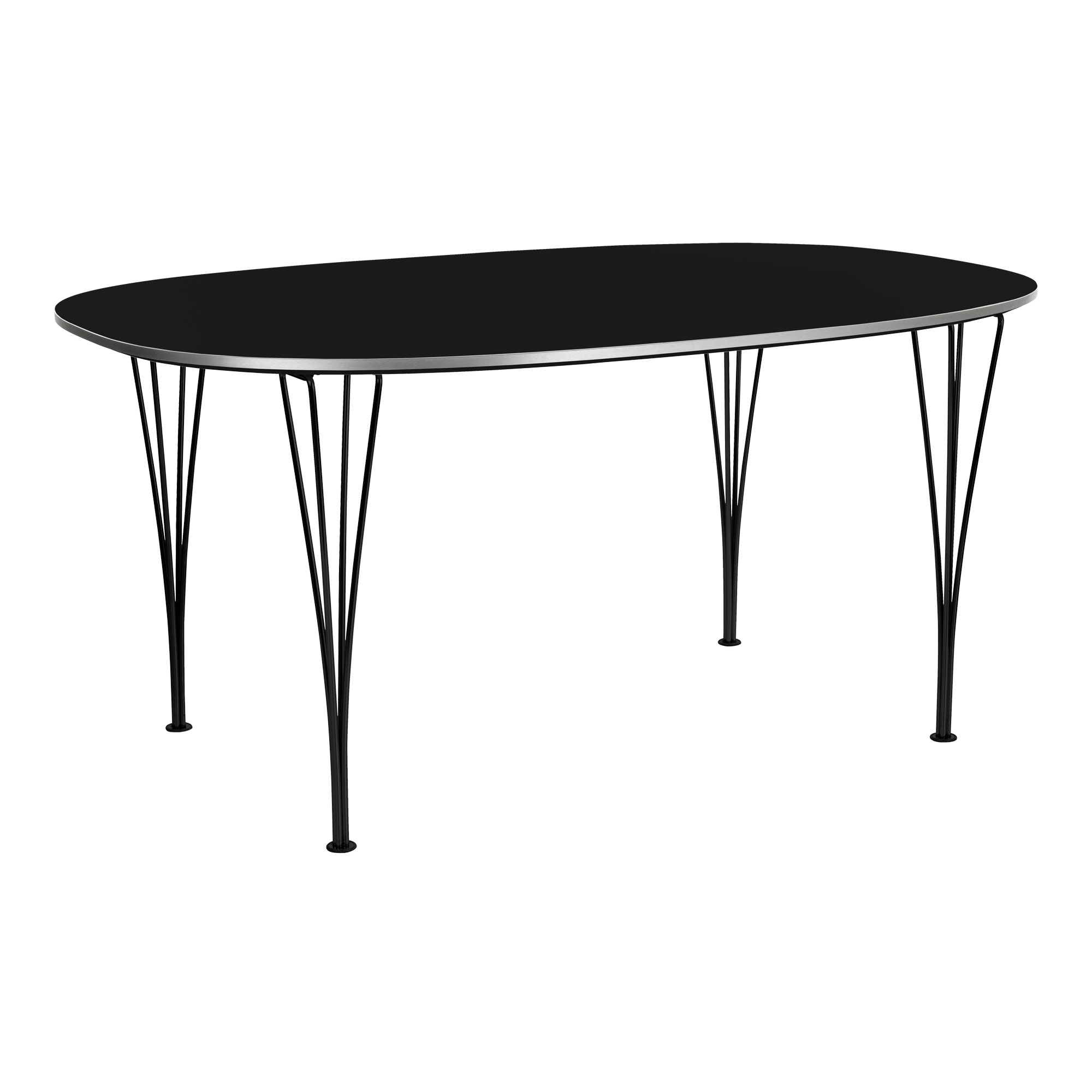 Fritz Hansen - B612 Superellips, 100x150 cm, Laminat, Svart, Svart pulverlack - Matbord - designer_arne_jacobsen,Bruno Mathsson,Piet Hein - Svart - Metall/Trä
