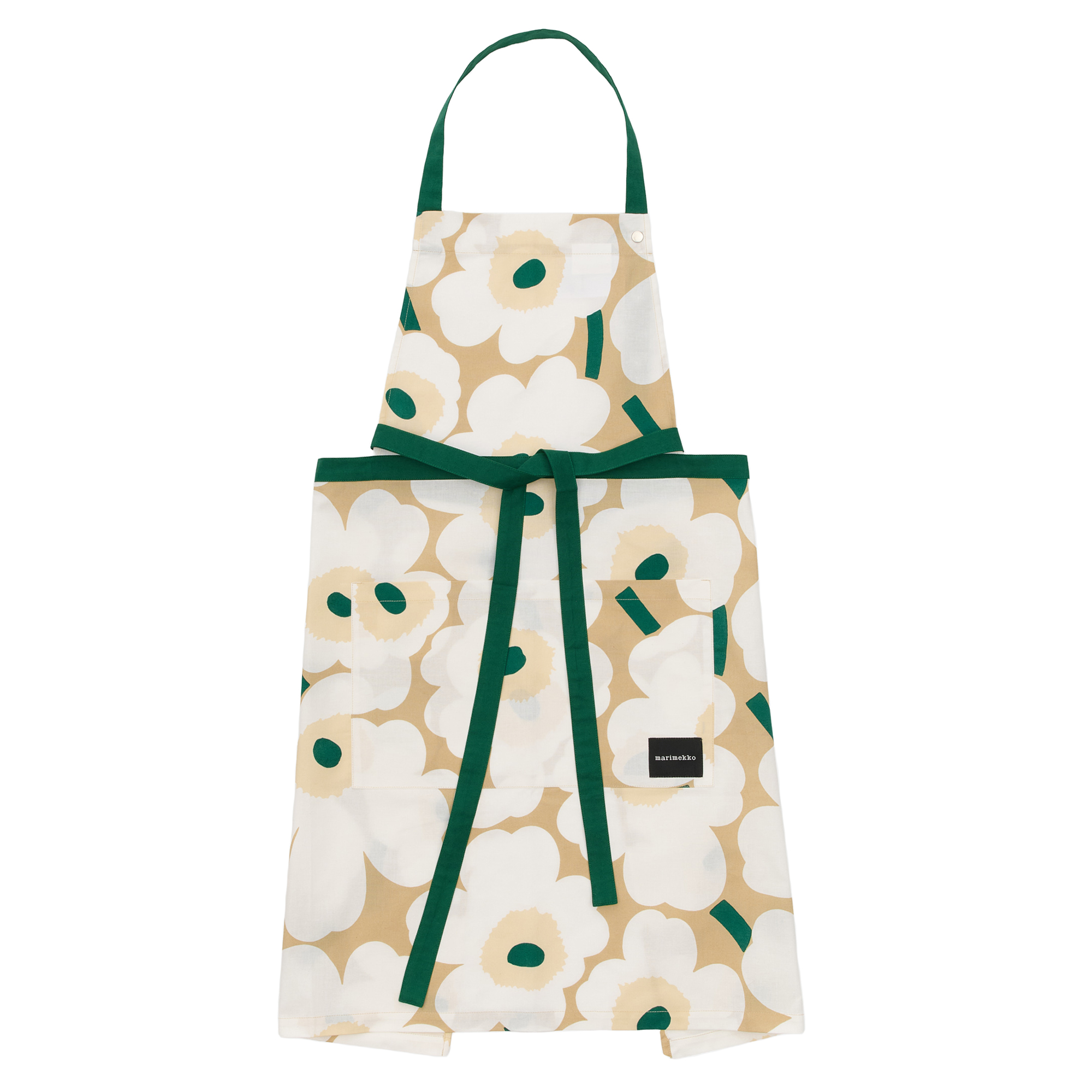Marimekko - Pieni unikko förkläde sand, white, emerald - Förkläden | Textilier - Kökstextilier - Förkläden | Möbelexperten