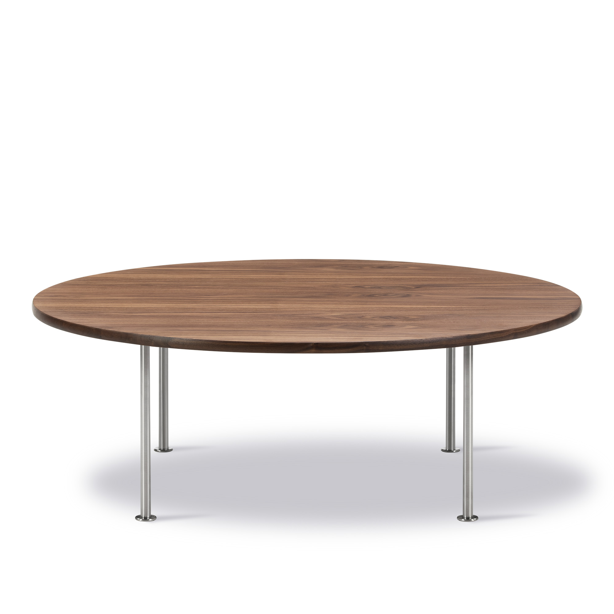 Fredericia Furniture - Wegner Ox Table Ø120 cm - Walnut oil - Brushed stainless steel - 41 cm - Soffbord - Hans J. Wegner - Träfärgad - Trä