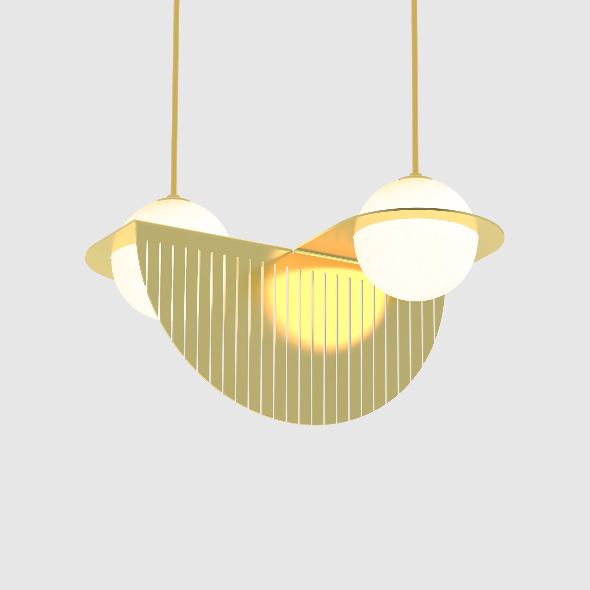 Lambert & Fils - Laurent 09, Parallel, Brass frame, Gold wires, Black canopy - Pendellampor - Guld
