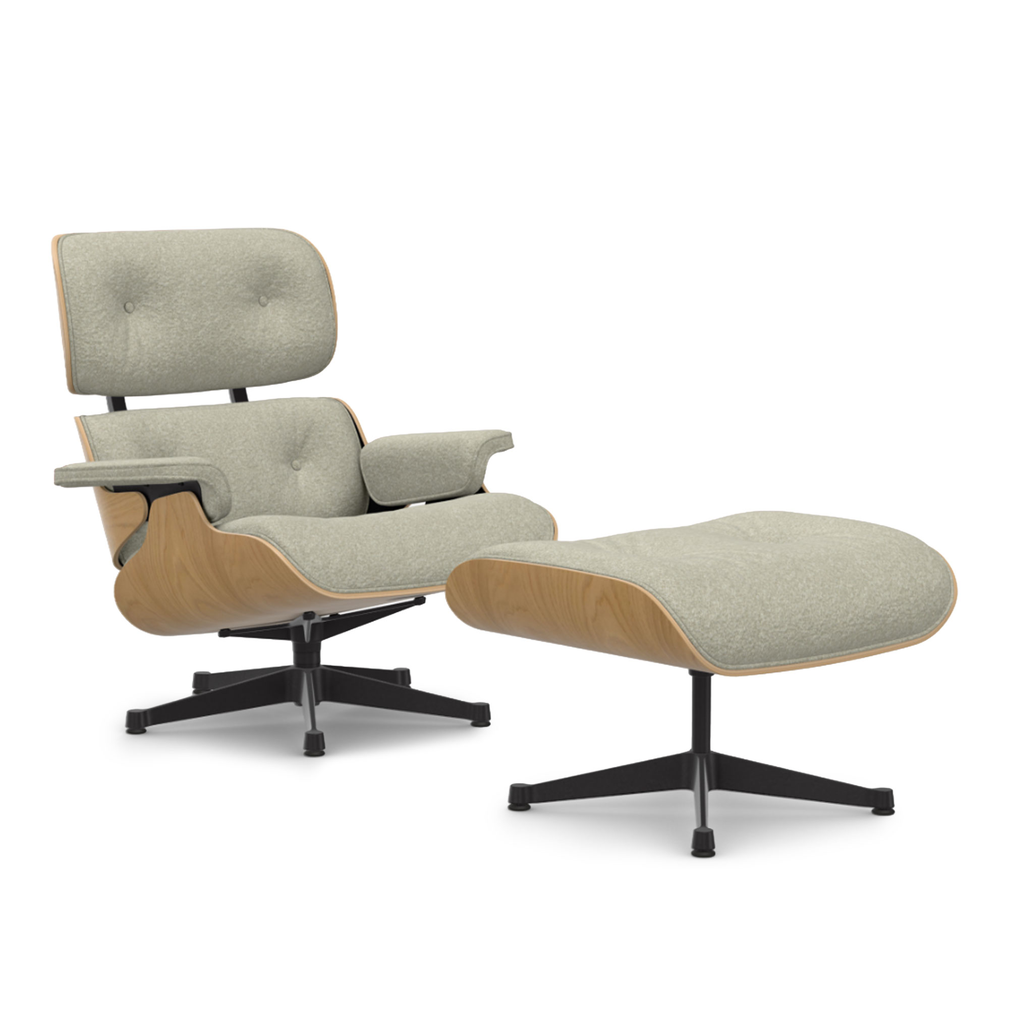 Vitra - Eames Lounge Set Natural Chestnut Nubia Cream/Sand 03 Deep Black - Fåtöljer - Charles & Ray Eames - Beige | Möbler - Fåtöljer Och Puffar - Fåtöljer | Möbelexperten