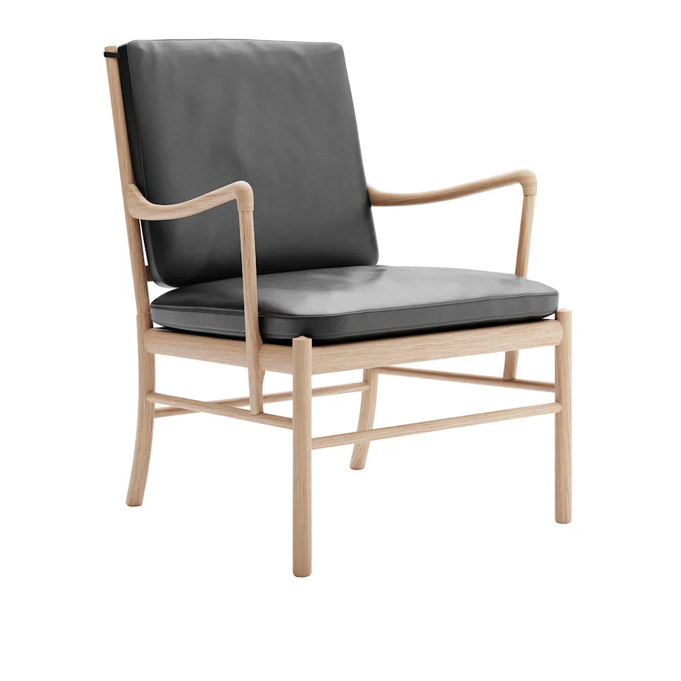 OW149 Colonial Chair oljad ek, klädd i Terra Jade 20368