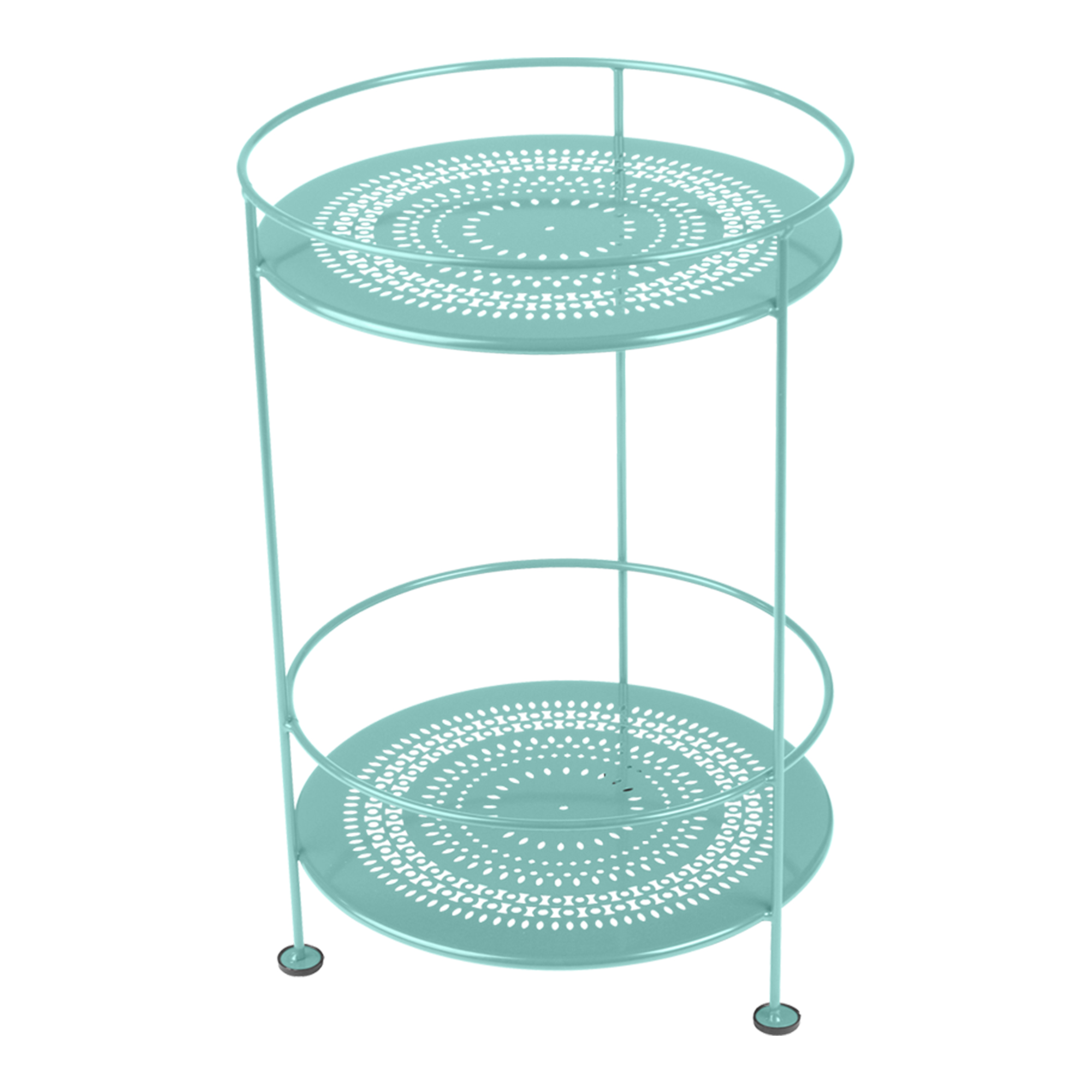 Fermob - Guinguette Side Table With Perforated Double Top Lagoon Blue 46 - Småbord & Sidobord utomhus - Metall