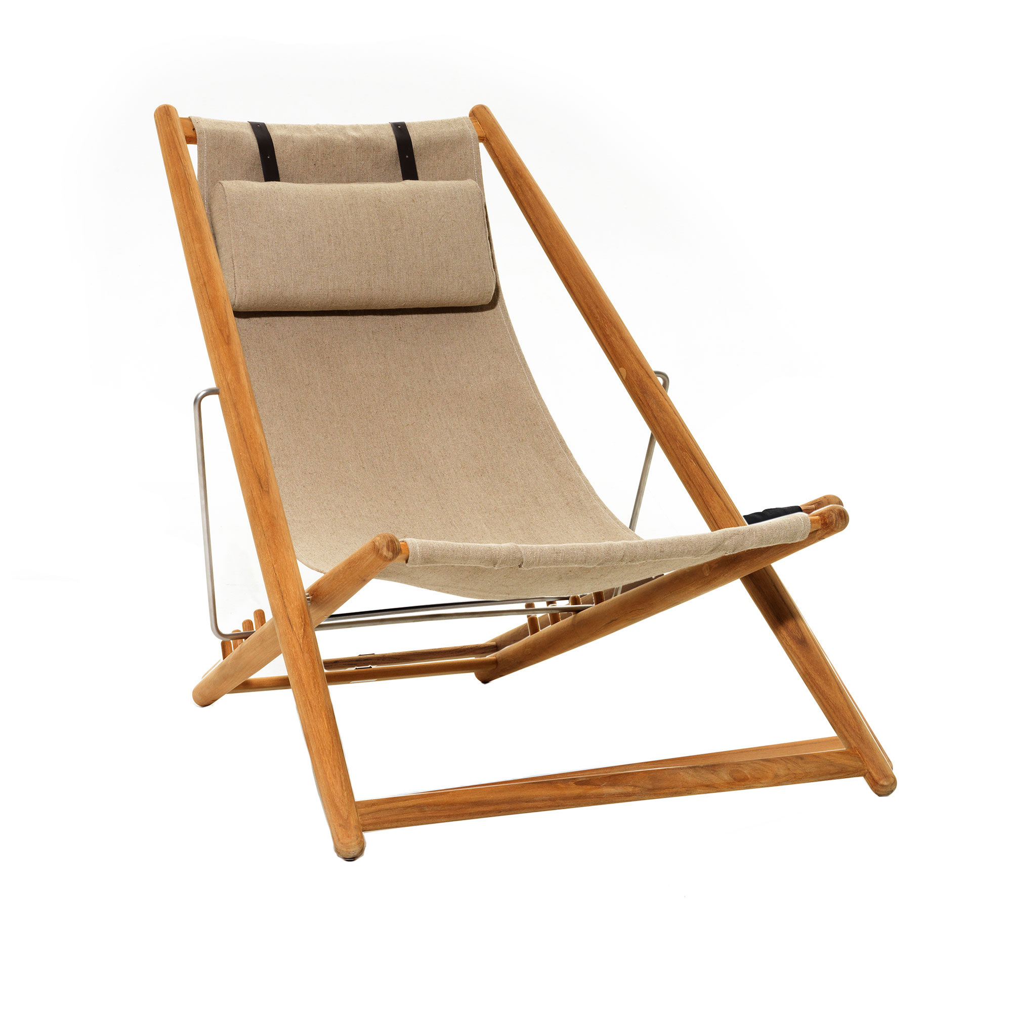 skargaarden - h55 lounge chair teak/natural canvas - solstolar - björn hultén - trä