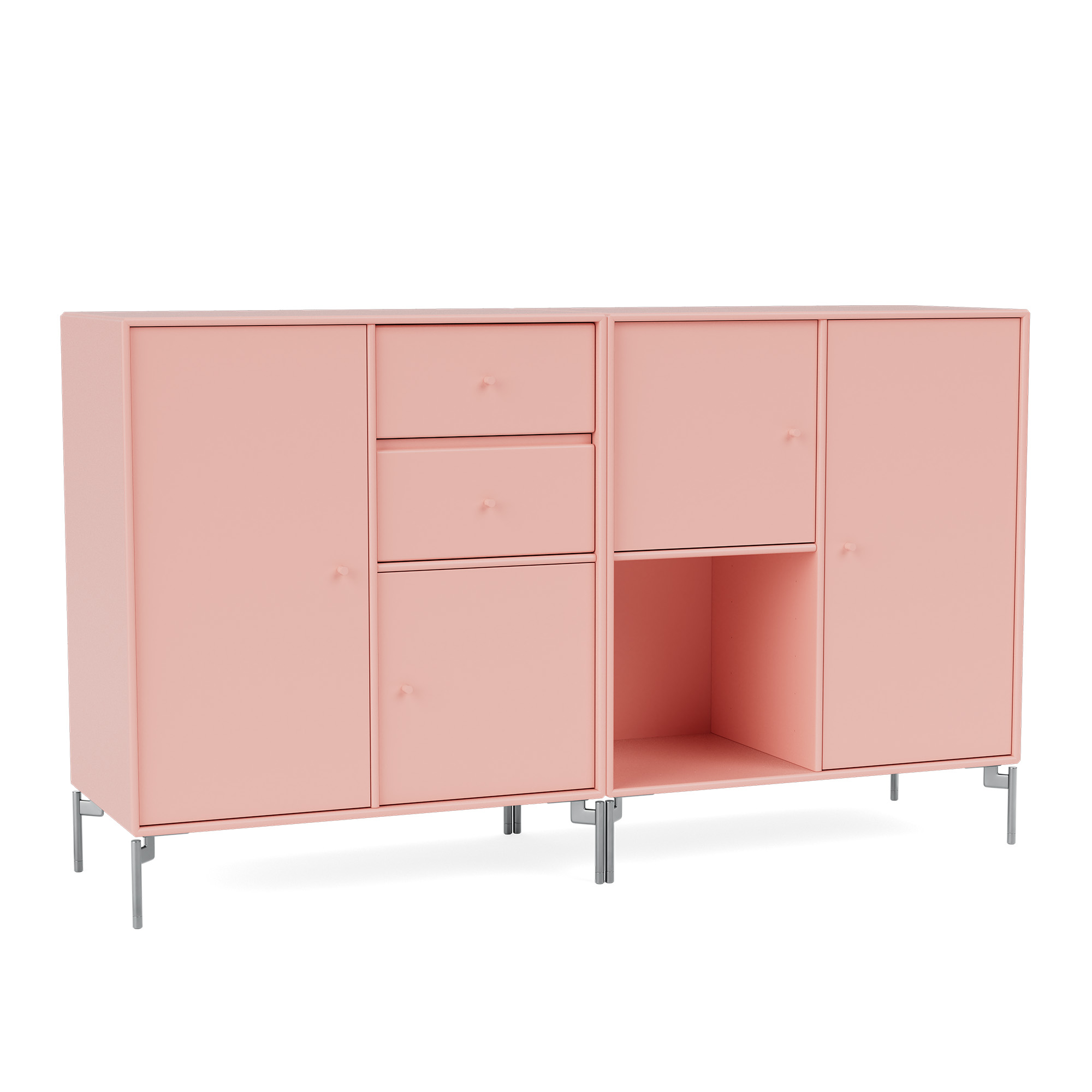 montana - couple sideboard 167-ruby matt chrome - skänkar och sideboards - peter j. lassen - rosa - trä