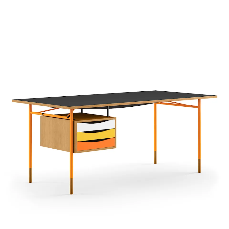 Nyhavn skrivbord 190 cm Warm med lådor Orange