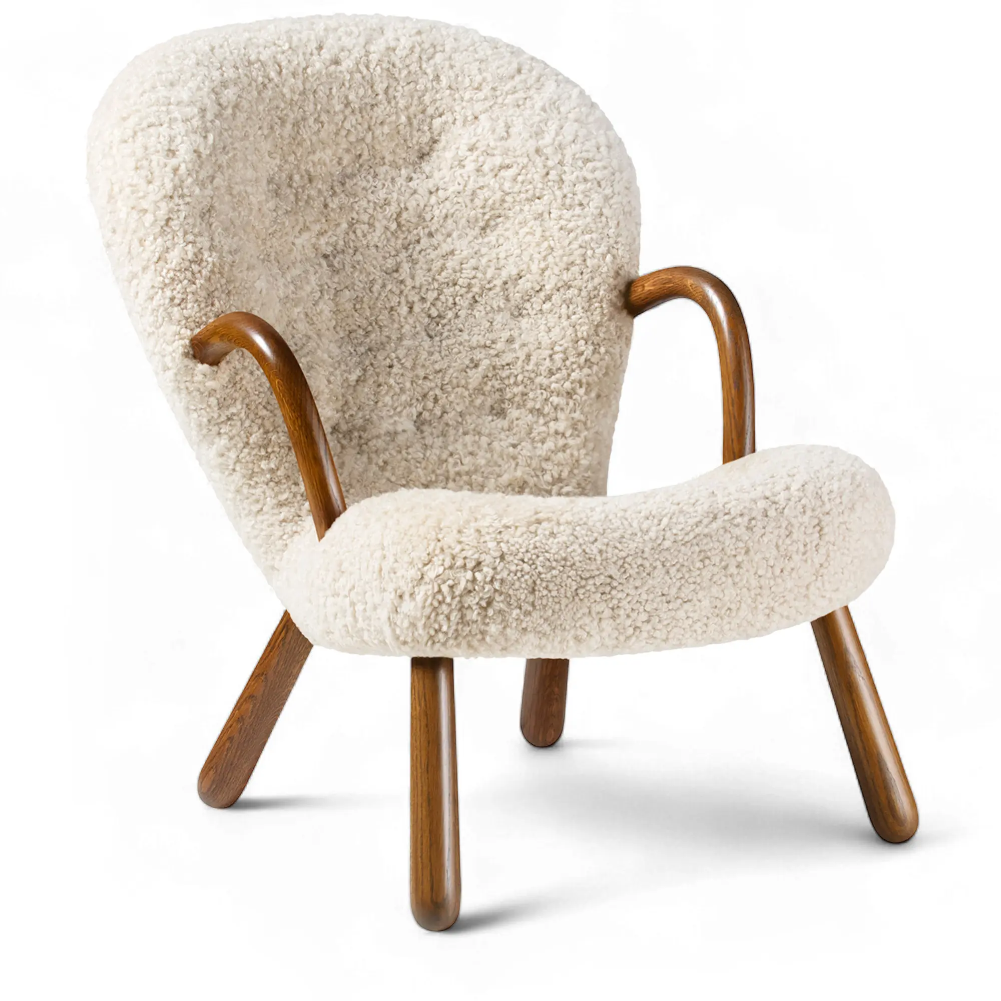 Clam Chair Sheepskin Moonlight Fumed Oak